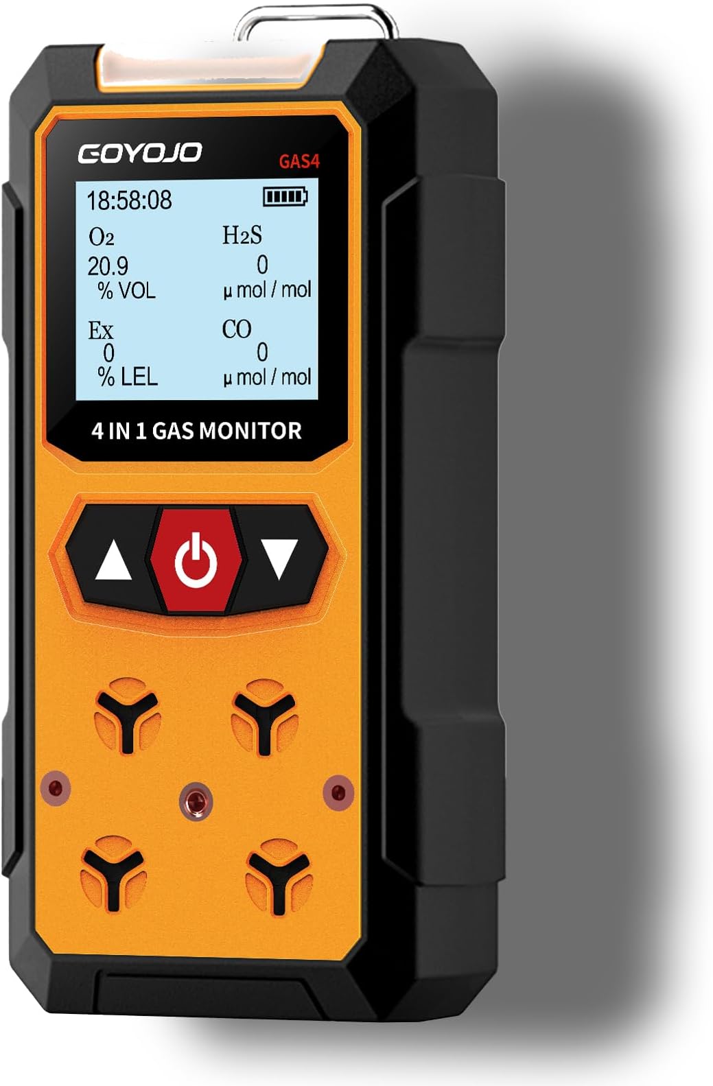 Gas Leak Detector 4-in-1 (H2S, EX, O2, CO) - Reliable Home and Workplace Safety Monitor with Precise Detection - Rechargeable, Rugged Build, Instant Alerts, Temperature Range: 14°F to 131°F