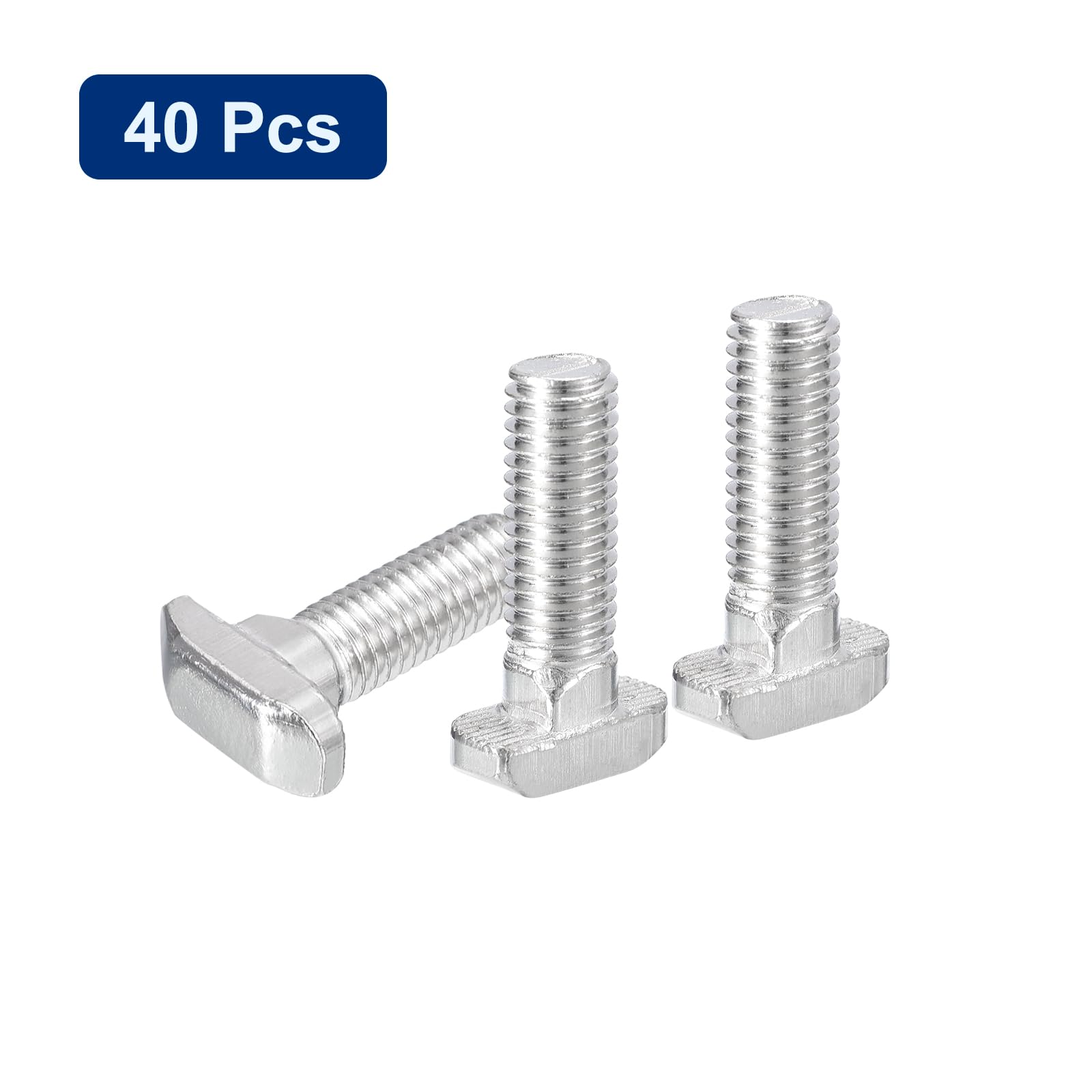 QUARKZMAN 40Pcs Boulons à Tête en Marteau, M8 x 30mm Boulon en T à Tête en Marteau pour Profilé en Aluminium à Rainure en T de la Série 4040, en Acier au Carbone Nickelé, Argent