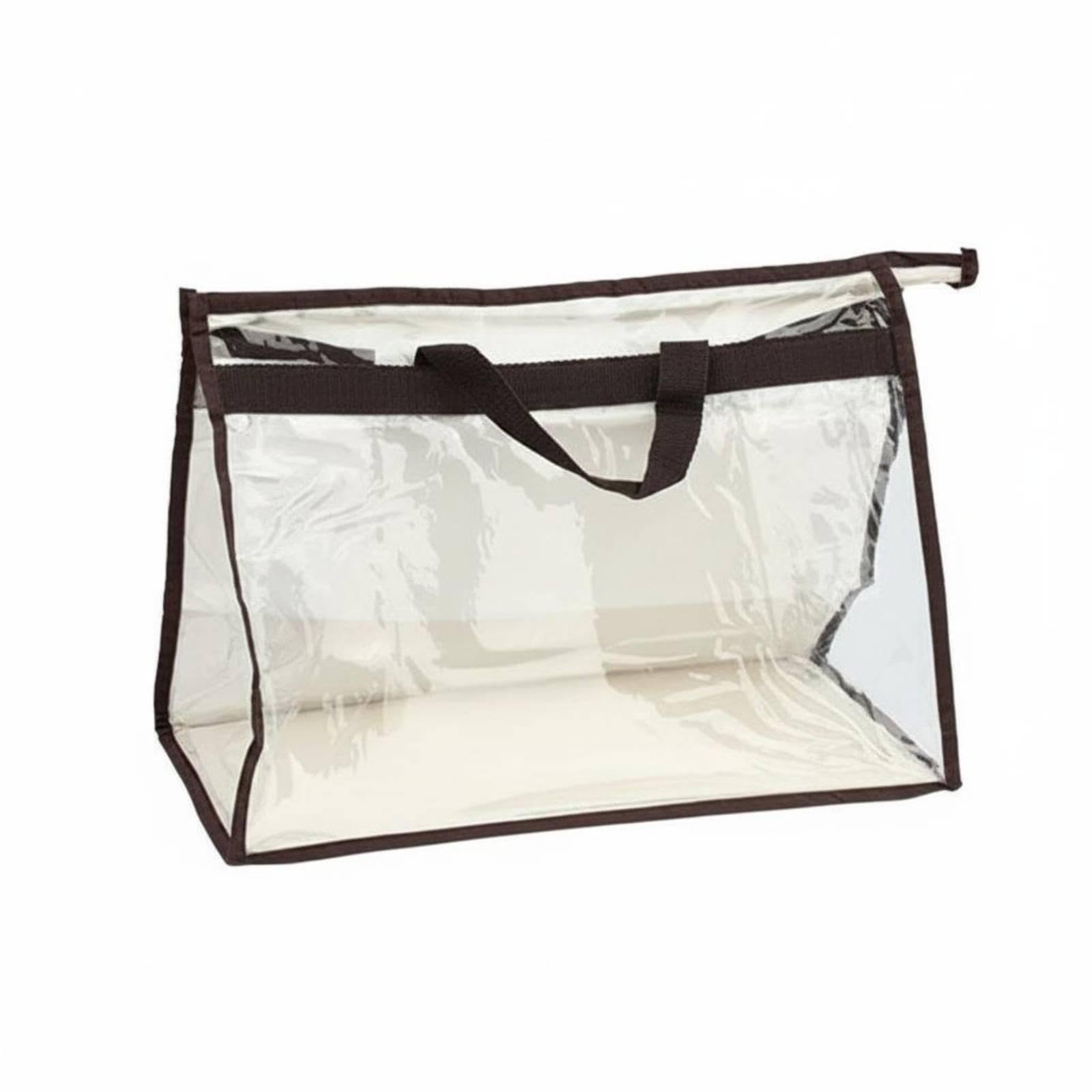 HEAVENGLOW Clear Purse Storage Bag with Handles Transparent Handbag Dust Cover Zipper Closure Zippered Handbag Protector for Wardrobe, Closet, Travel Coffee XXL|Handbag Accessories-image-44