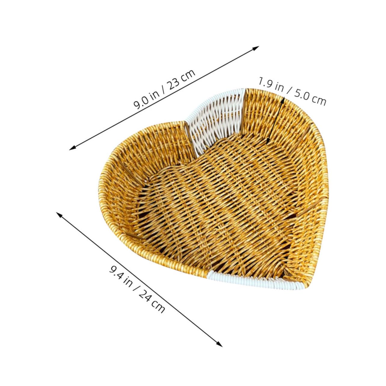 GRIRIW Woven Heart Shaped Storage Basket for Fruits Snacks and Breads Desktop Organizer for Home Office Practical and Easy to Clean Woven Basket