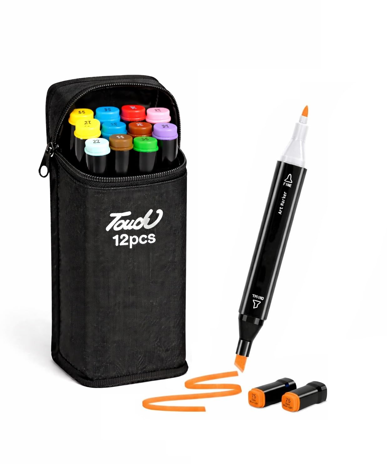 TEC TAVAKKAL Markers Sketch Pen Set Dual Tip Brush Pens Art Markers for Drawing Dual Tip Art Markers Set Chisel & Fine Colour Marker Set Alcohol Based Markers Sketch Marker Drawing Marker (Set Of 12)-image-2