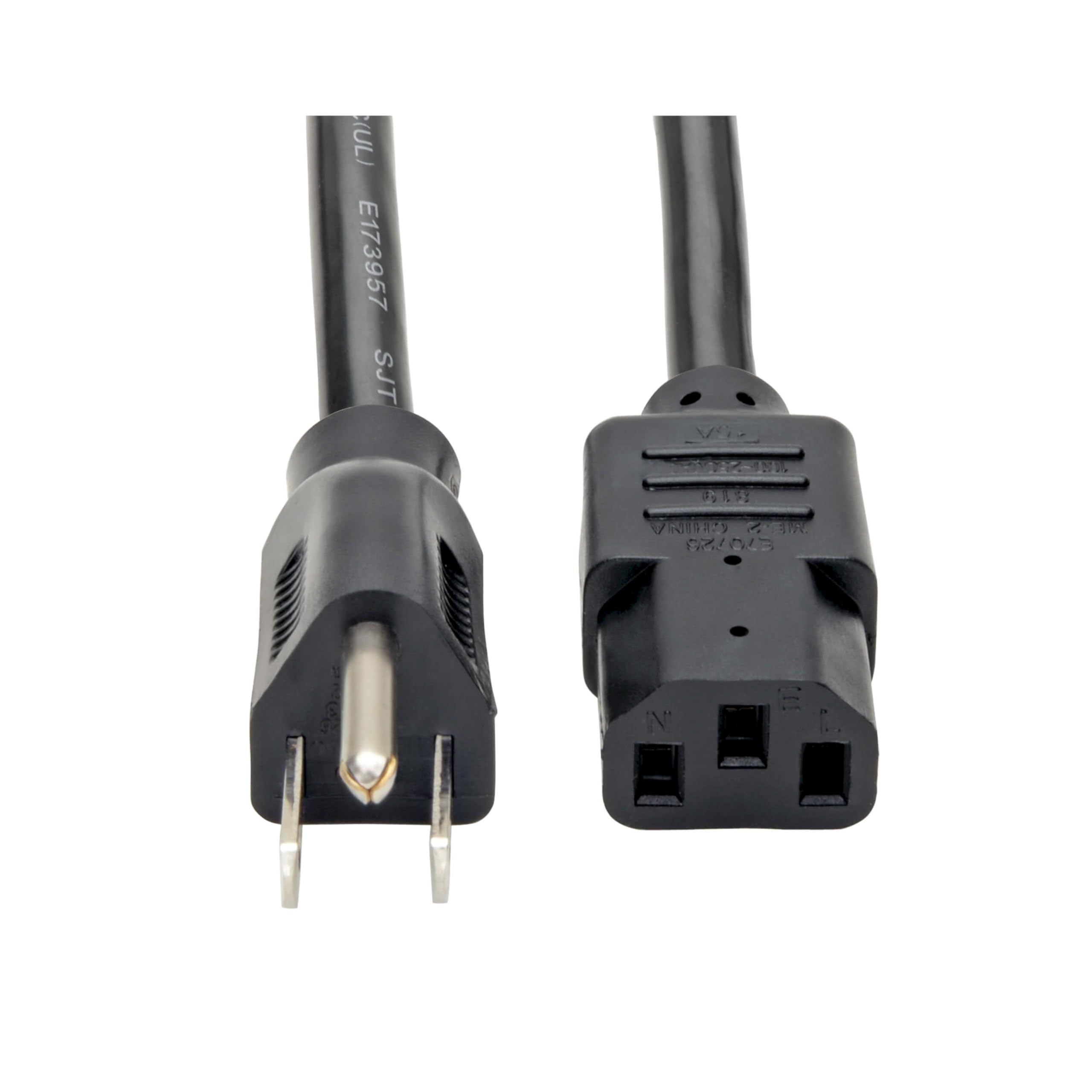 Eaton Tripp Lite Series 15 Amp Standard 3ft Computer Power Cord for PC, Monitor, Laptop &amp; More | UL Listed, Heavy Duty 14 AWG, 5-15P to IEC C13, Replacement 3 Prong AC Power Cable (P007-003)