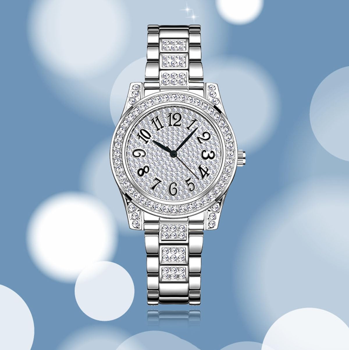 ADSBIAOYE Relojes de oro para mujer, reloj de pulsera de diamantes de lujo, fácil de leer, analógico, impermeable, con correa de acero inoxidable