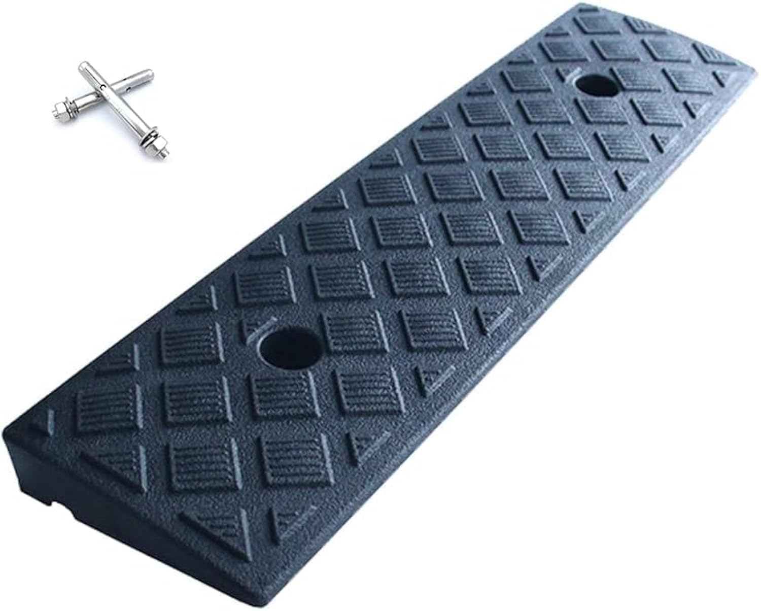 Hoopever Portable Kerb Ramp 490×130×30mm, Black Plastic, 1.2 Inch Rise, Non-Slip Surface, 3 Ton Load Capacity, Wheelchair & Vehicle Access