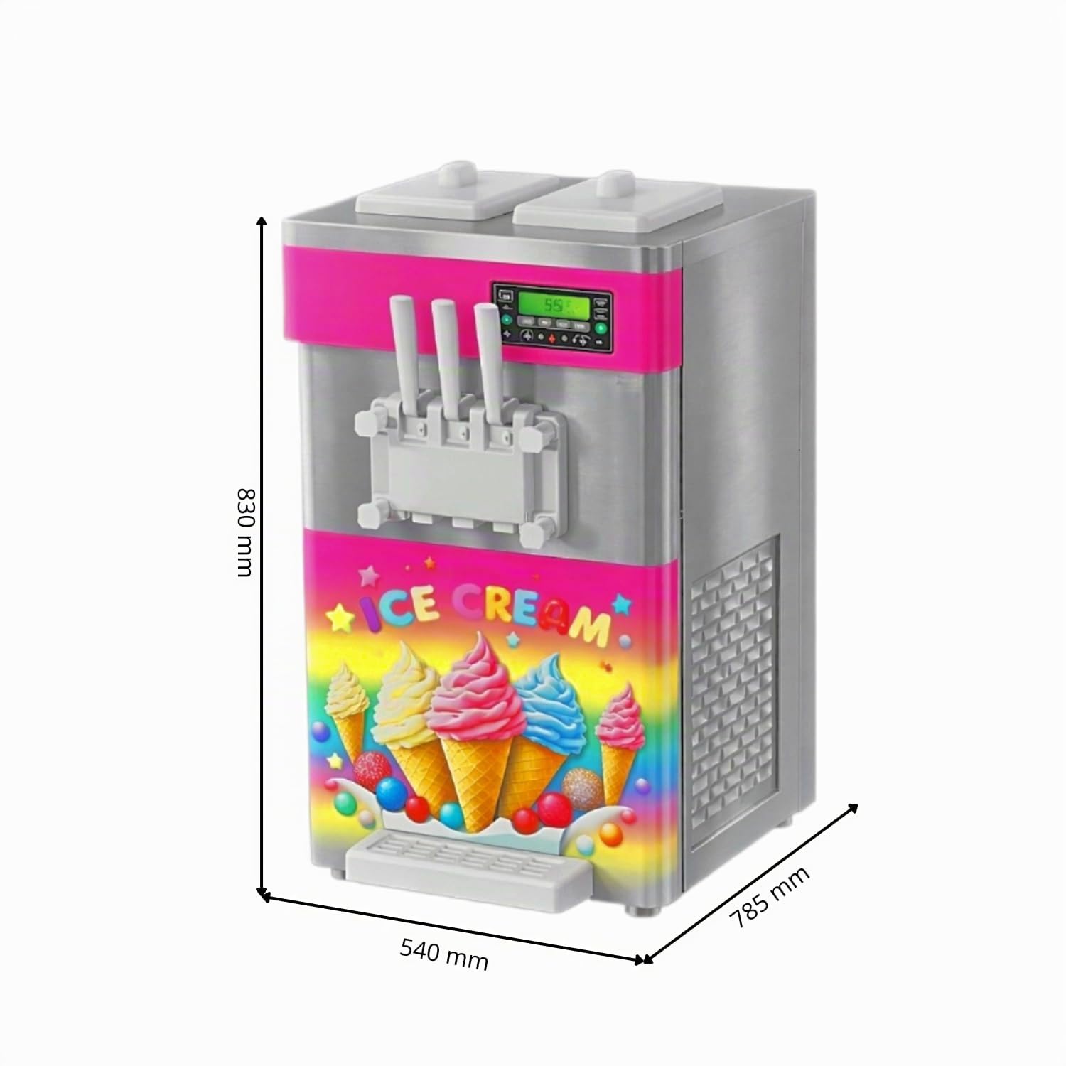 Machine à Glace Italienne Professionnelle 2 Parfums + Mix - 3 Manettes - 18-26 L/h - Pompe à Air