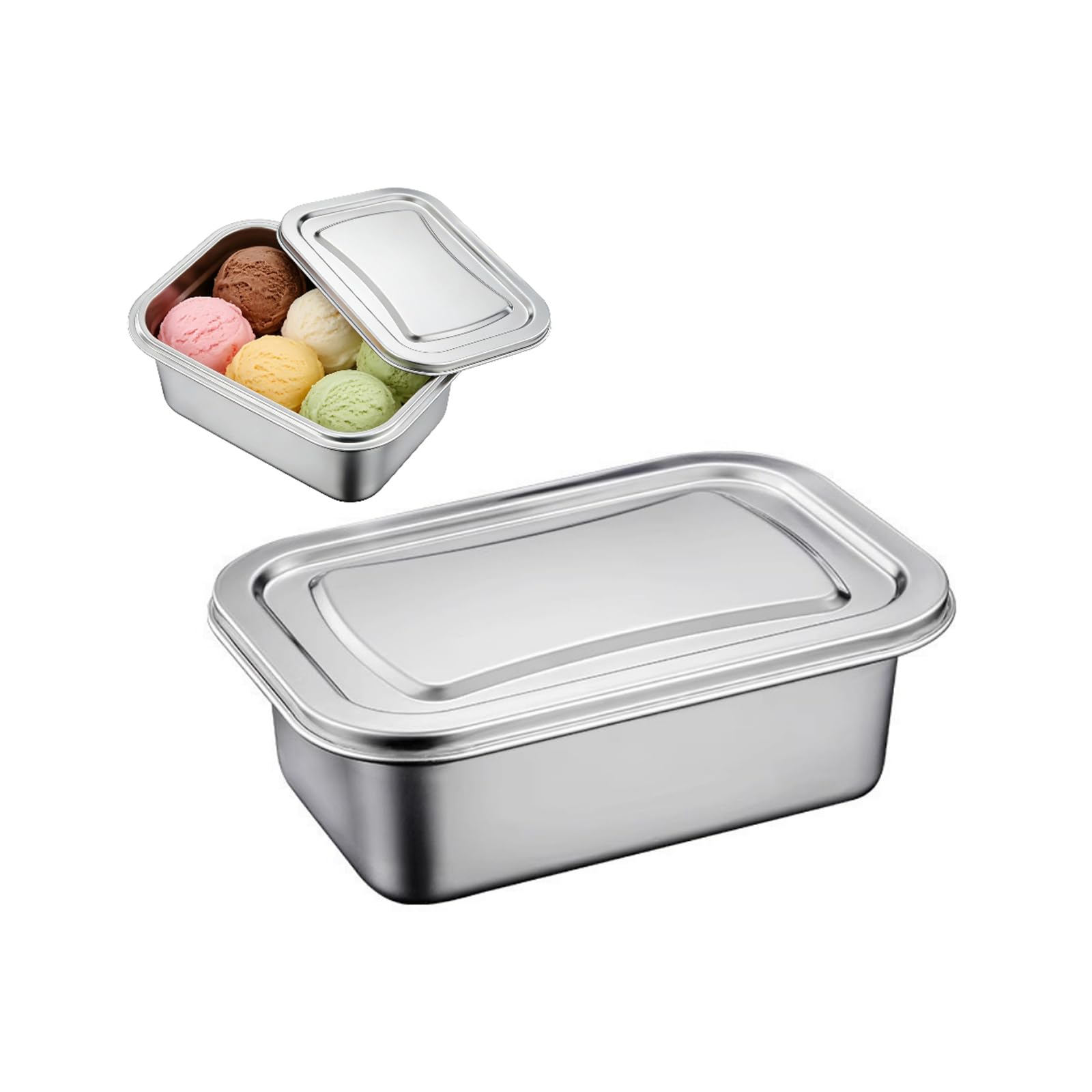 Ekoama Large Capacity Stackable Stainless Steel Freezer Box Ice Cream Storage Container With Lid For Frozens Dessert