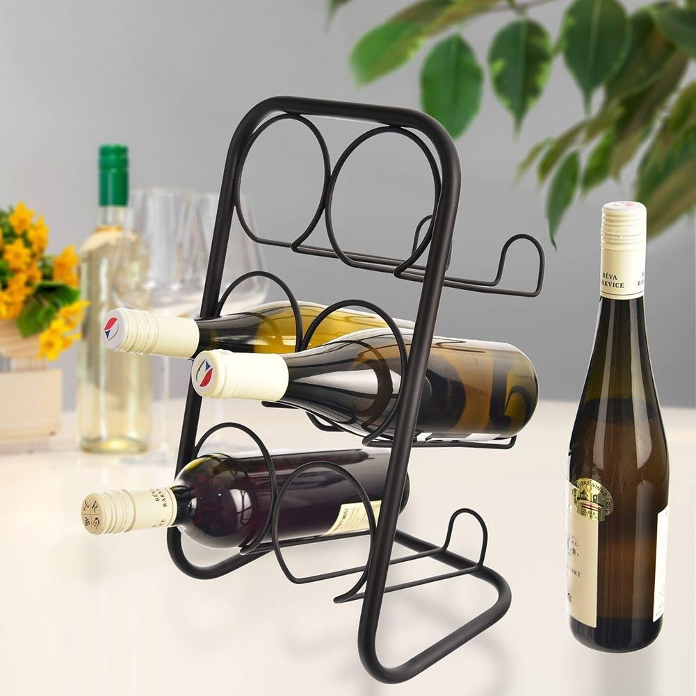 orion group Stojak na wino, stojak na butelki, stojak na wino, stojak na butelki wina, uchwyt na butelki wina, z metalu, czarny, na 6 butelek wina 22,5 x 39 cm