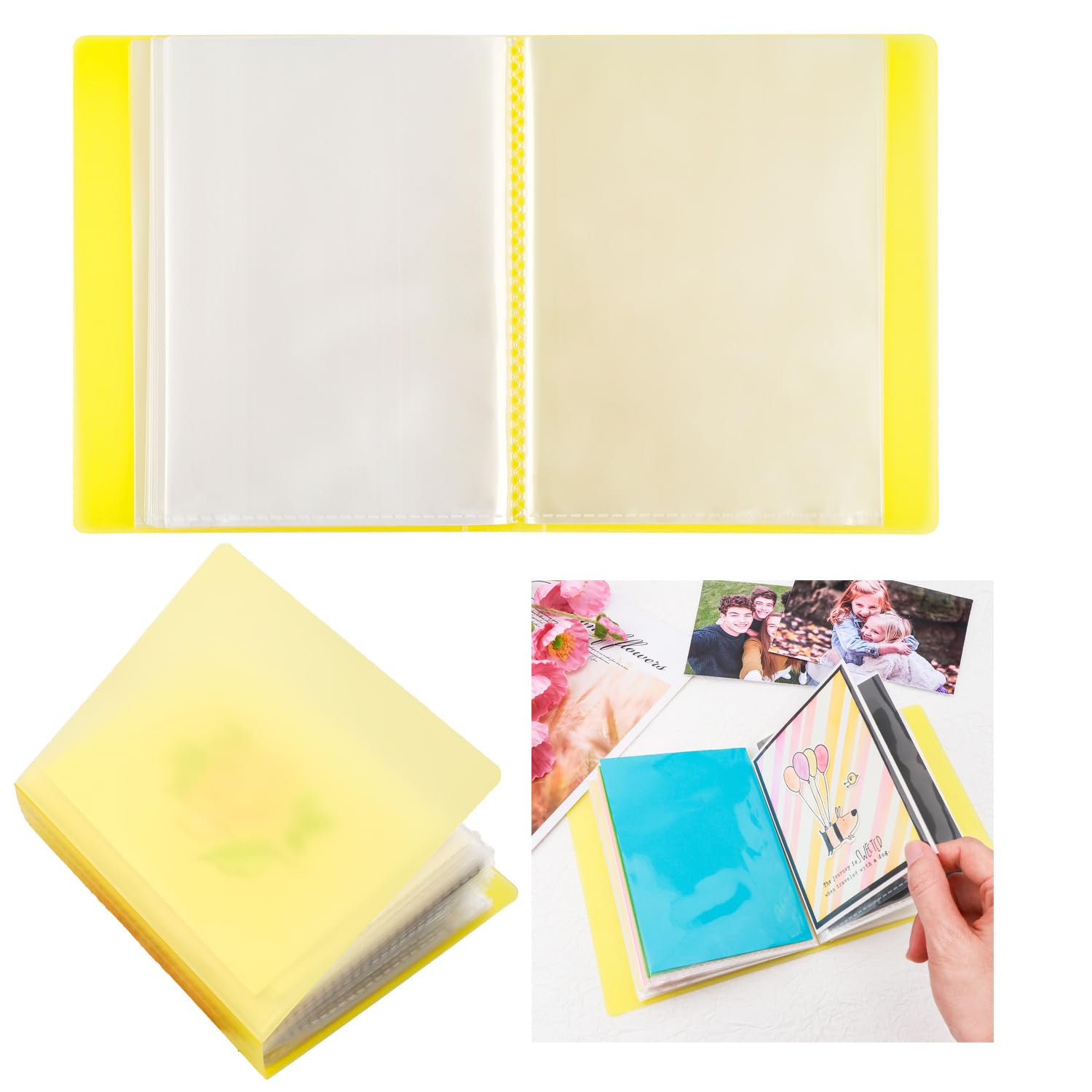 OTCRAFT 40 Pages/Set A6 Sticker Photo Storage Album; Stamp Cutting Dies Storage Book Organizer Folder for Postcards Stickers, Photo, Clear Stamps, and Cutting Dies 11.2x6.4inch οΌYellowοΌ