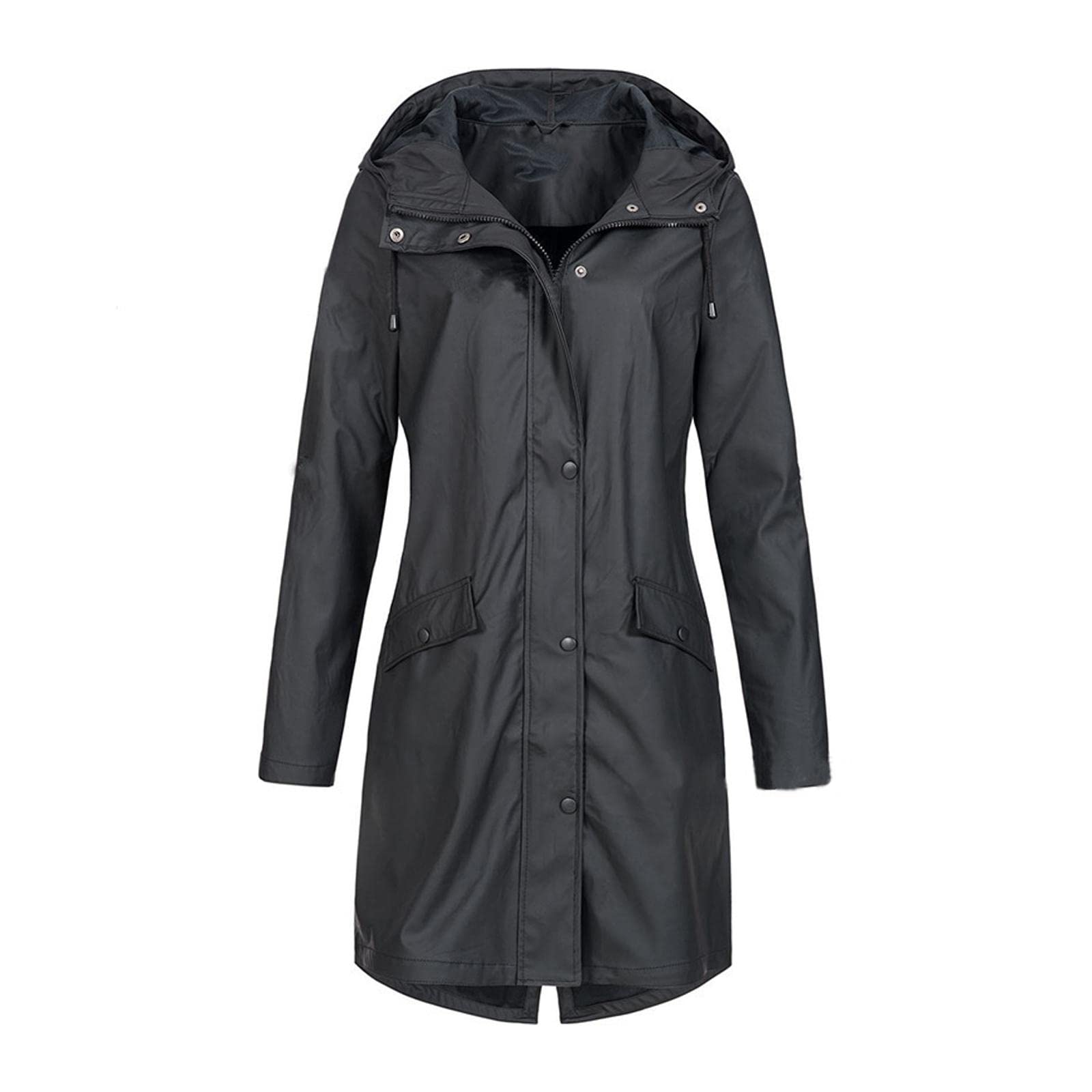 Women Hiking Hooded Jacket Outdoor Sport Coat Waterproof Hooded Raincoat M Black Raincourt|Rain Coat|Rain Coat Cum Sweater|Wild Craft Rain Coat|Rain Coat For Rider-image-21