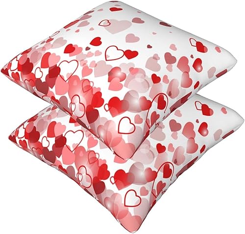 Miniatura 8 de Juego de 2 fundas de almohada de corazón para el día de San Valentín, fundas de almohada de corazones de amor de 18 x 18 pulgadas, funda de almohada