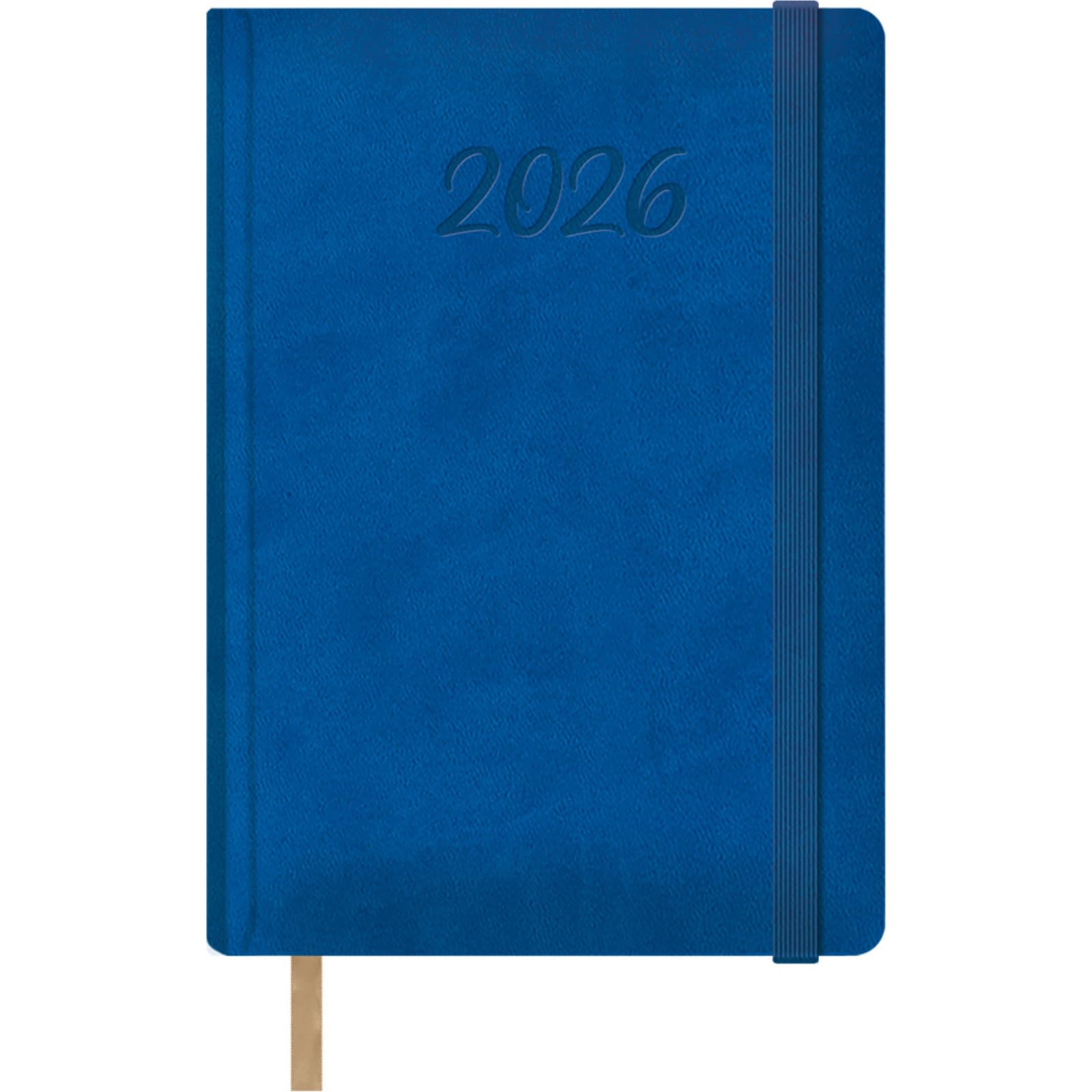 Dohe - 2026 Daily Planner – Day per Page, A5 (15x21 cm), Hardcover Leatherette, Elastic Closure, Bookmark, 12 Months January to December, Annual Planner in Spanish – Samba Blue