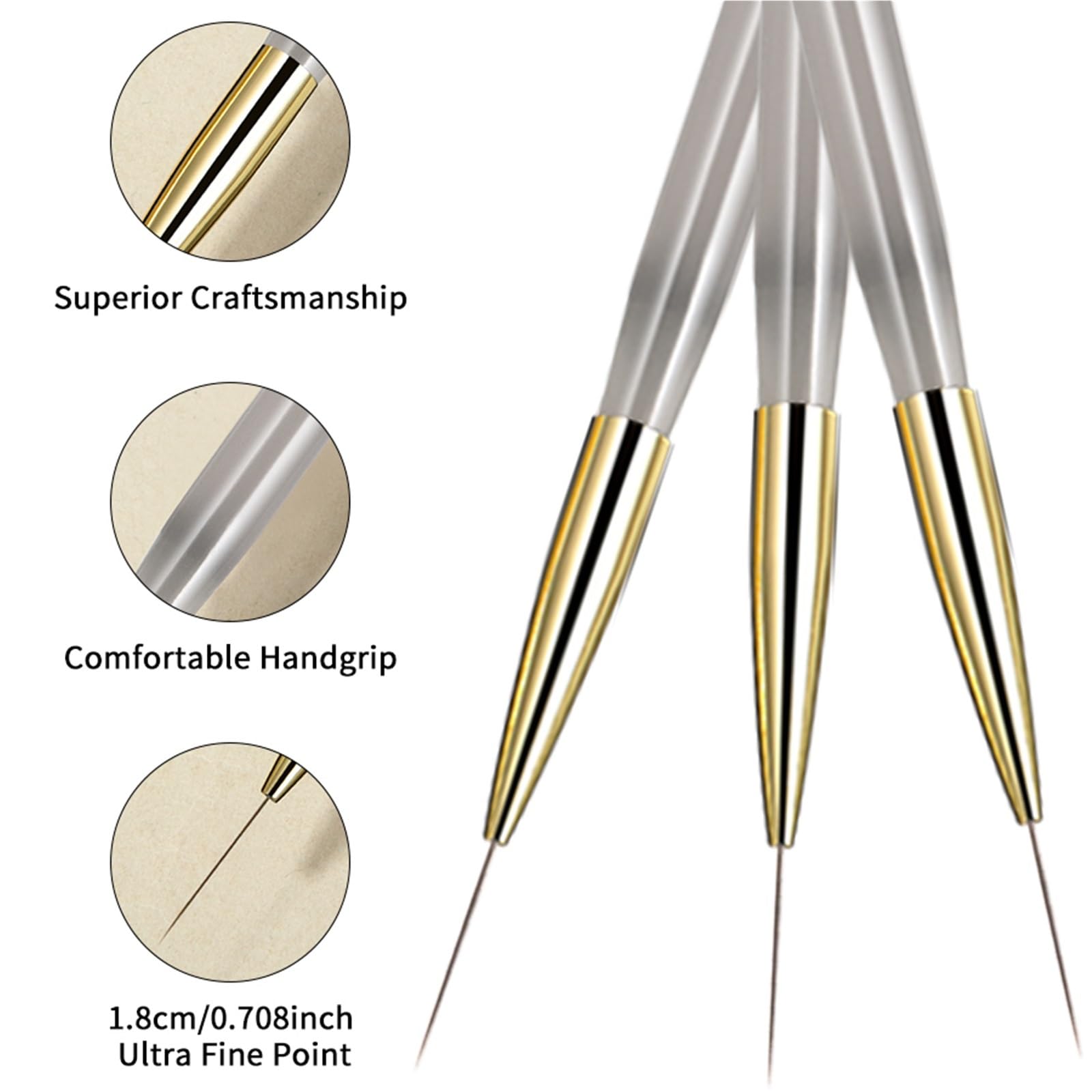 Pennelli Unghie Pennelli for nail art, pennelli for pittura a strisce francesi, lunghi e sottili, gel, strumento for manicure fai da te