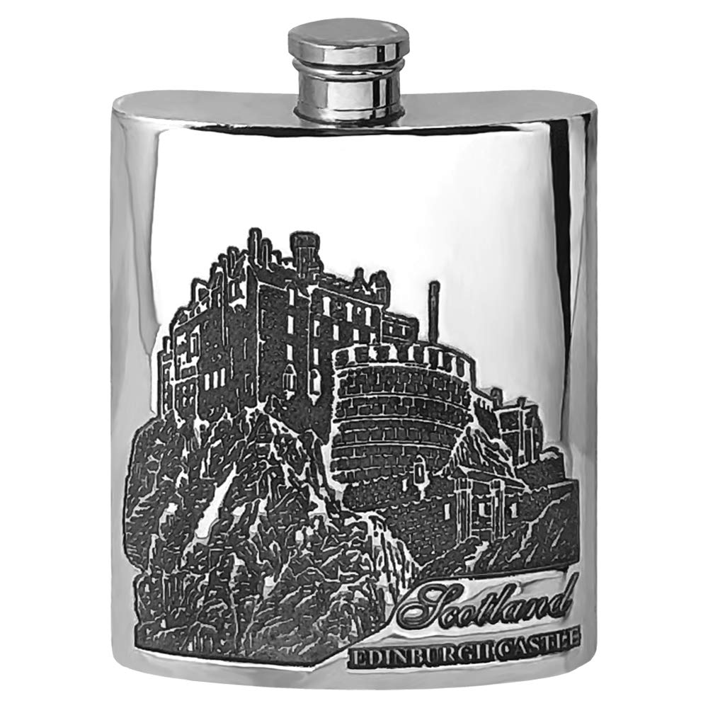 English Pewter Company Sheffield, England Women's Cream,Black English Pewter Company 6Oz Edinburgh Castle Pewter Hip Flask [Sf244]