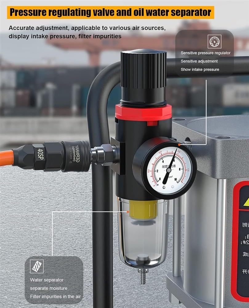 Pompa smarowa napędzana powietrzem 20 l, pneumatyczna pompa wiadro smaru z ciśnieniowym wężem hydraulicznym i smarownicą, 0,85 l/min, 30-40 MPa, stosunek ciśnienia 50:1