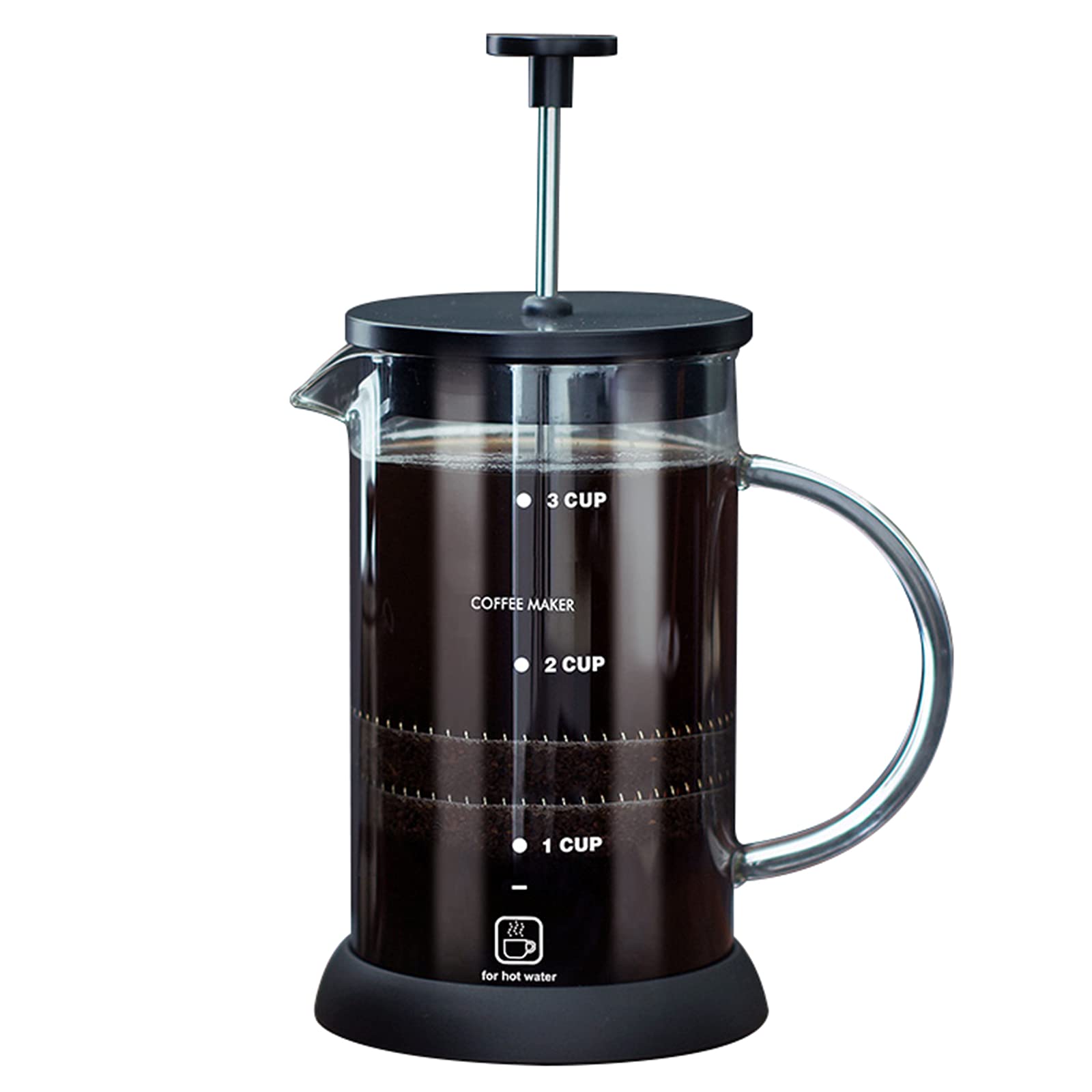 French Press ekspres do kawy z podwójnym potrójnym filtrem ze stali nierdzewnej, prasa do kawy w kawiarni, odporne na ciepło szkło borokrzemowe, do domu i biura, 350 ml