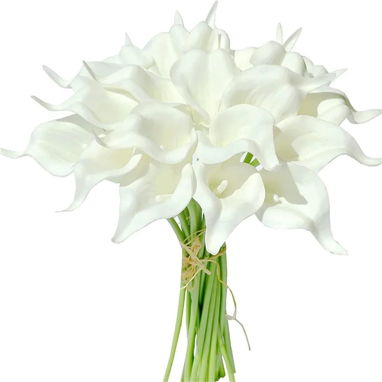 Fleurs artificielles de lys calla en PU blanc pour bouquet de mariée et décoration de fête