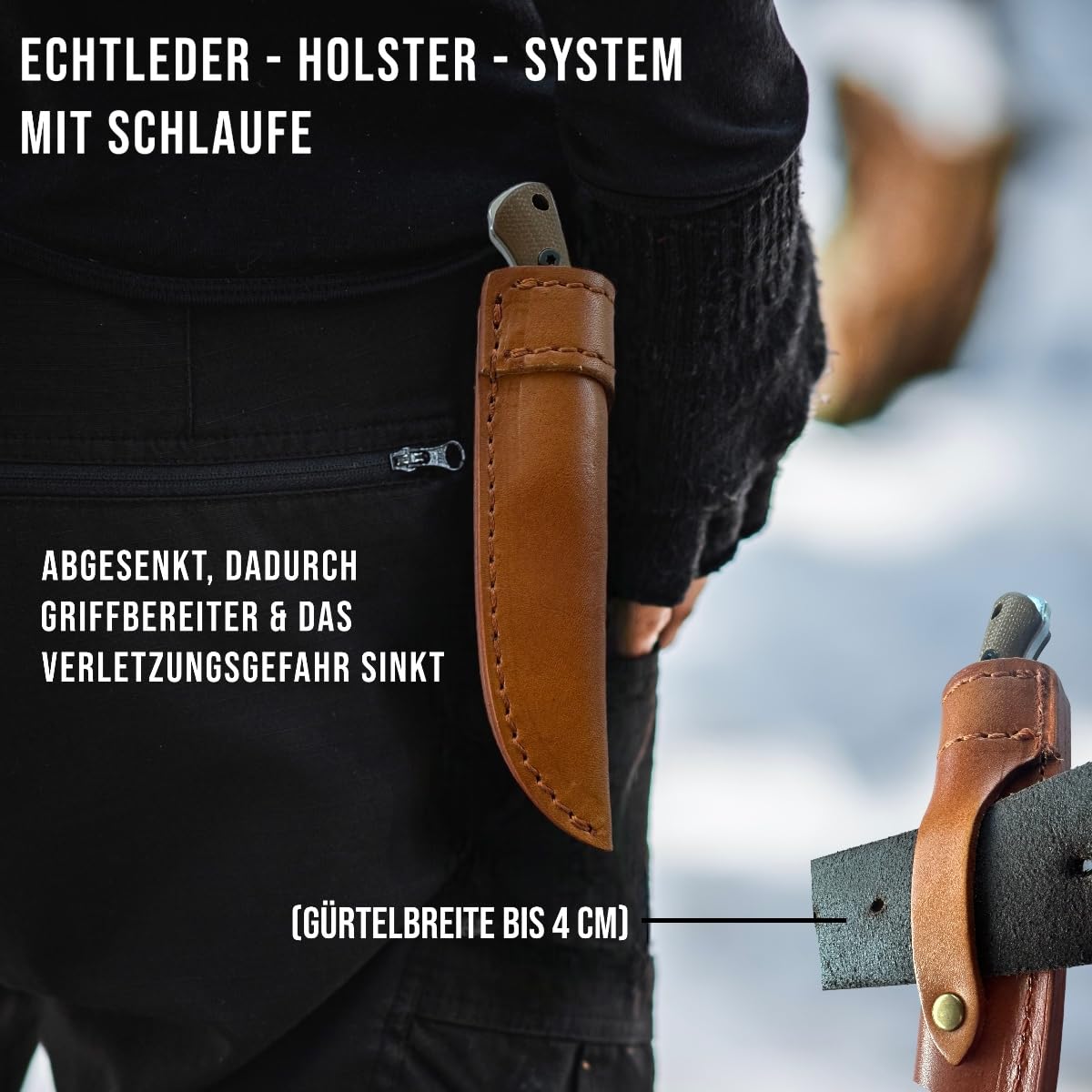 SK Wild Ones® Neck Knife Messer - Outdoor Neckknife Survival - Jagdmesser feststehende Klinge - Echtleder Holster Gürtelmesser & Micarta Griff - EDC Outdoor Messer - 440 C Edelstahl Borni