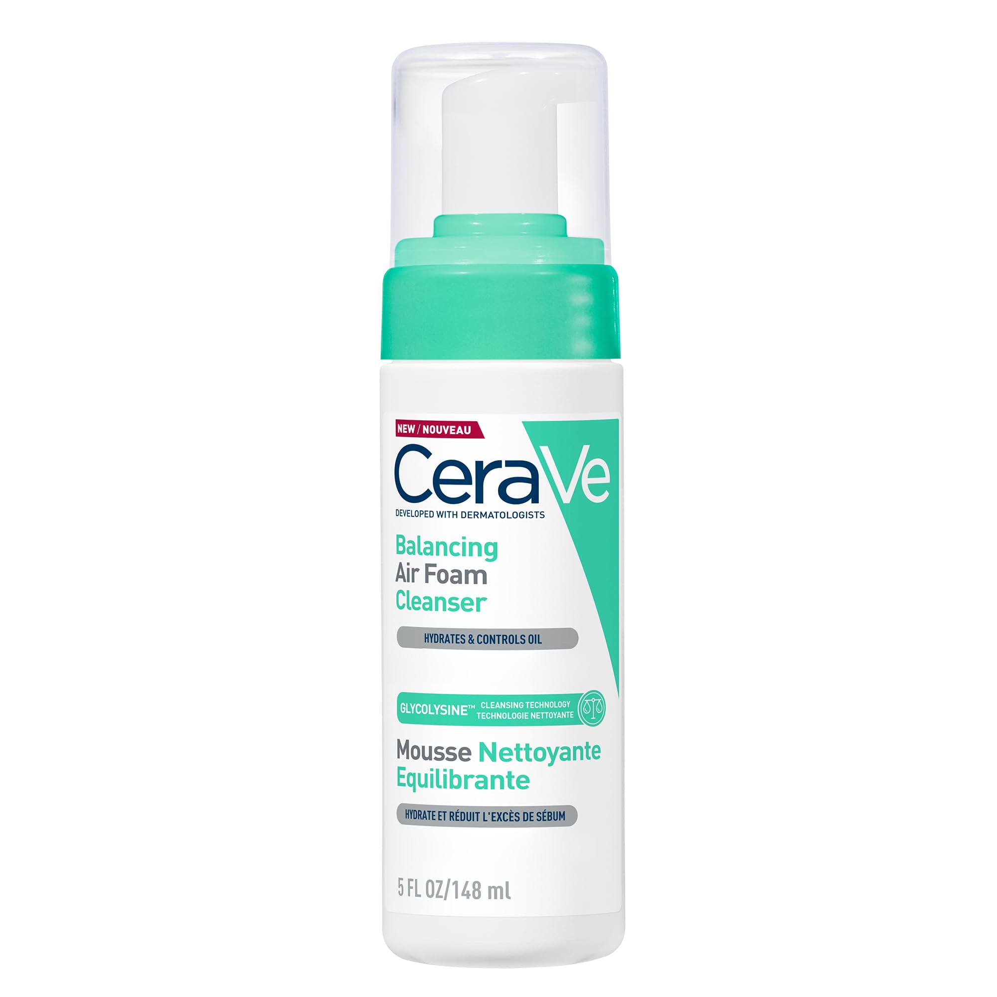 CeraVe Mousse Detergente Riequilibrante, Per Pelli da Normali e Miste, Pelle Idratata e Produzione del Sebo Ridotta, Con Tecnologia Glycolysine, 3 Ceramidi Essenziali e Allantoina, 148 ml