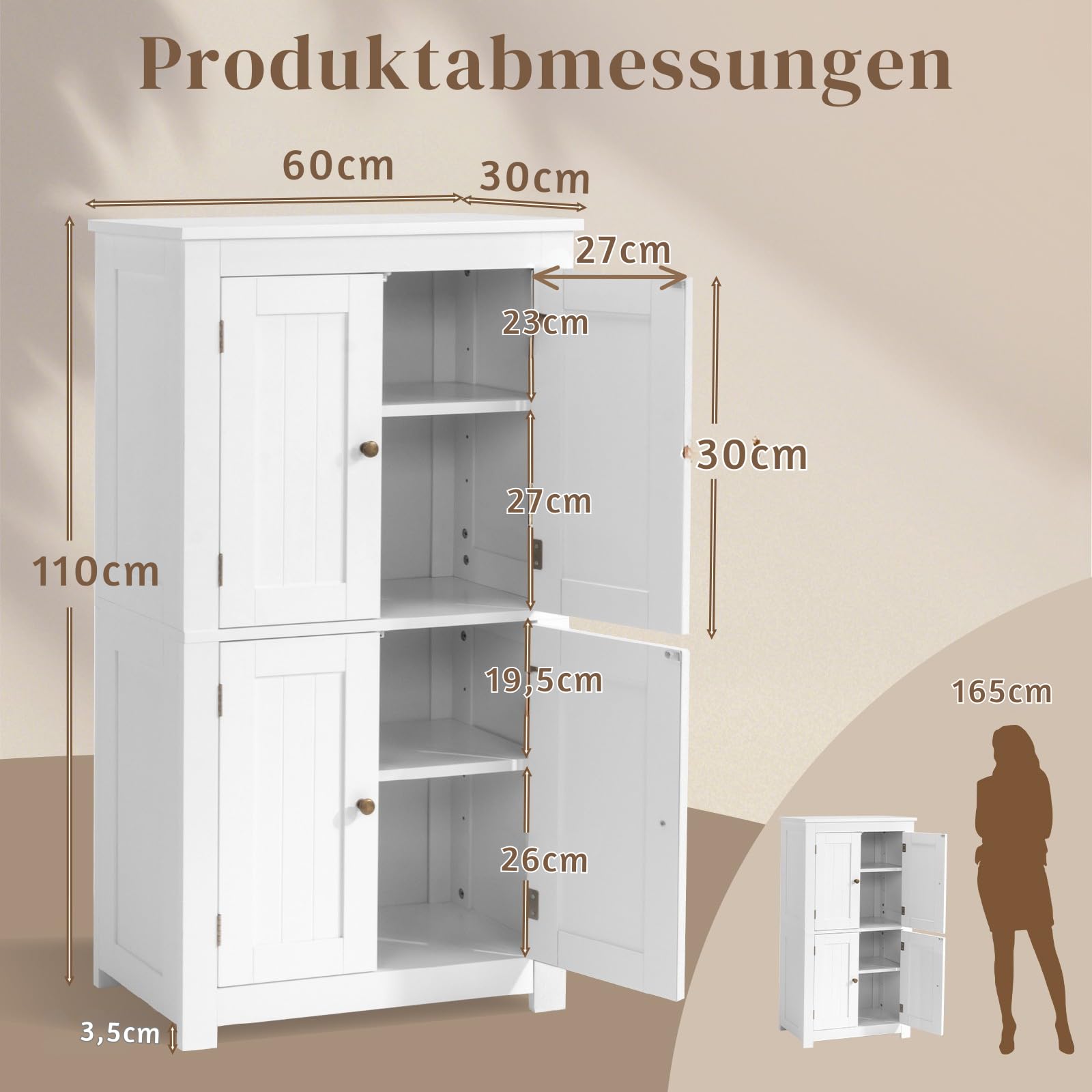 LEADZM Badezimmerschrank Badschrank Beistellschrank Bodenstehender