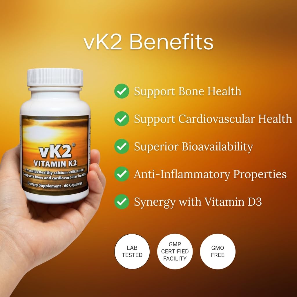 Amazon.com: vK2 Suplemento vitamínico MK-4 + MK-7 – Apoya la salud