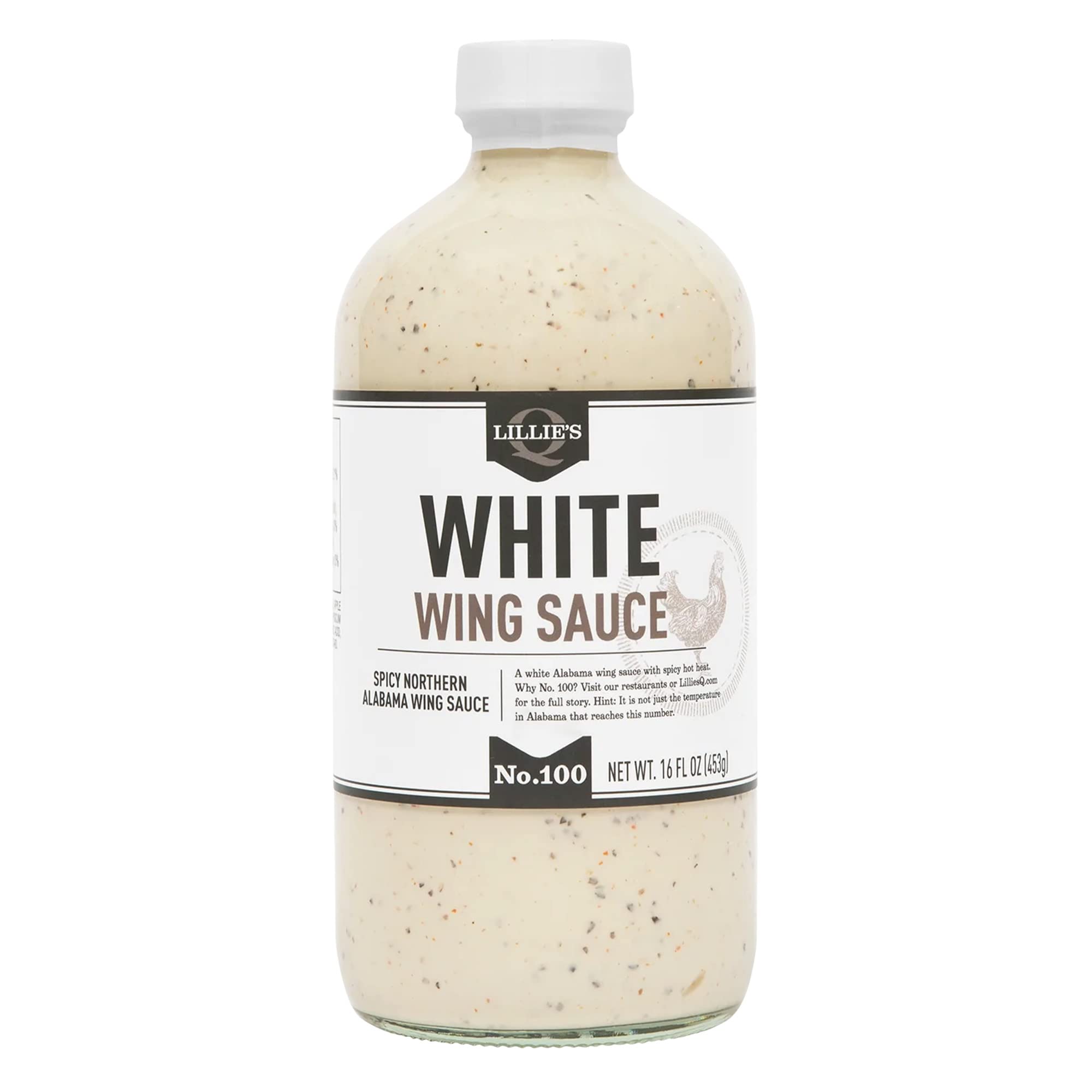 Lillie's Q - White Wing Sauce, Mayonnaise- & Vinegar-Based, w/Gluten-Free Ingredients, Hot & Spicy Cayenne Flavor, Dairy-Free, GMO-Free, No High Fructose Corn Syrup (16 oz)