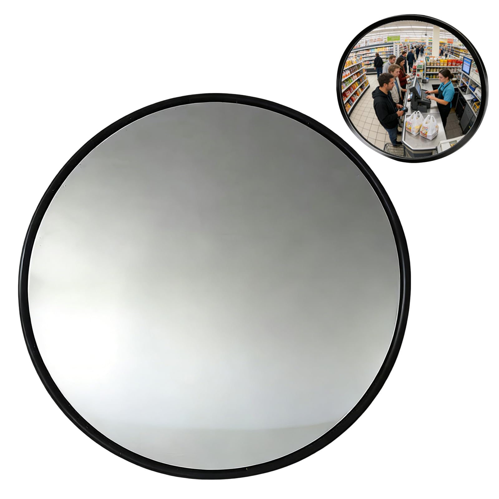 Ø30cm Miroir de circulation convexe de Surveillance, Acrylique Miroir Routier Sortie Garage Exterieur de rue Interieur pour Stationnement, Circulation Grand Angle pour la Sécurité, noire