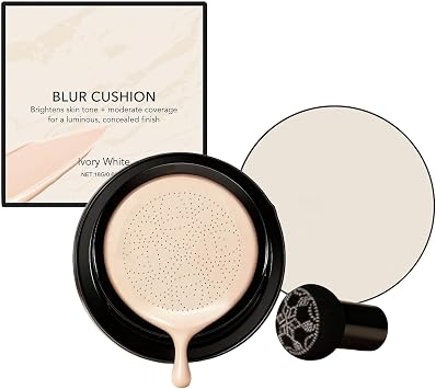 CC Cream Foundation, Mushroom Head Air Cushion CC Cream, Luvie Glow Foundation Full Coverage for Flawless Makeup, Even Skin Tone for All Skin Types #Ivory White