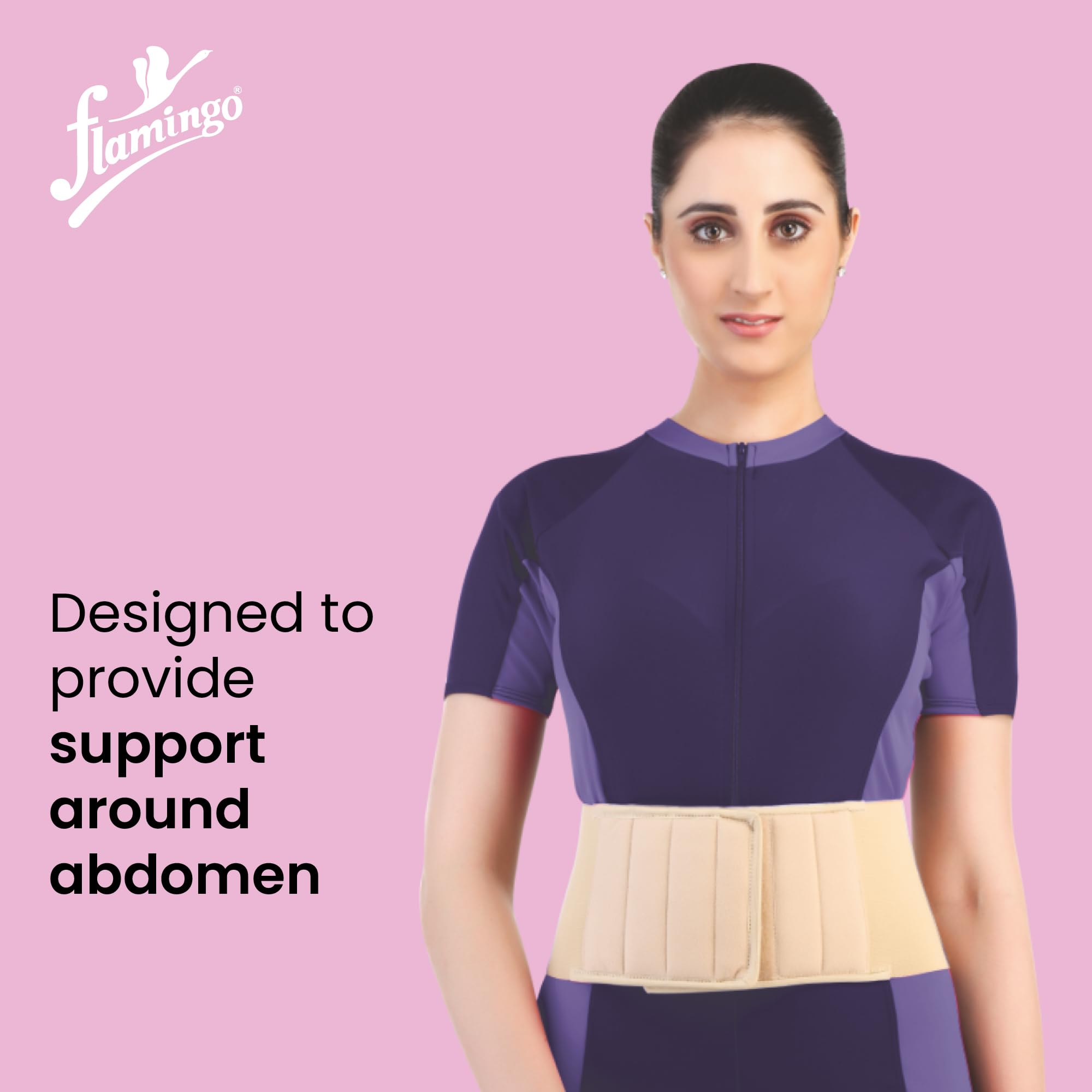 Flamingo Abdominal Support Belt for Tummy Reduction (14CM) | abdominal support belt for women post pregnany |abdominal belt after delivery | Color-Beige | Size-XXXL (Pack of 1) - Image 4 thumbnail