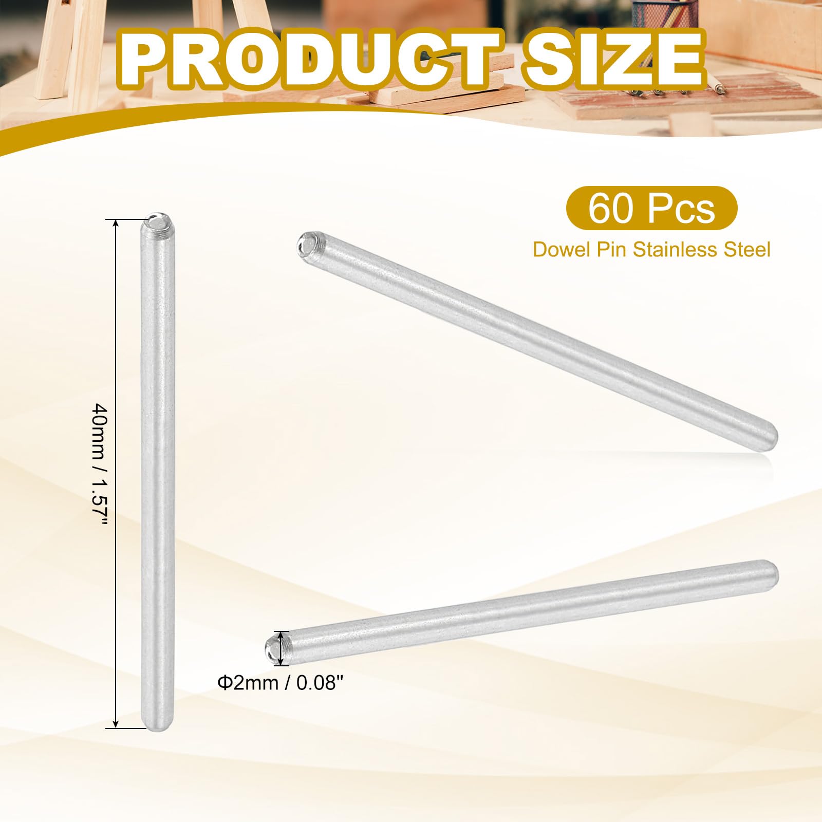 PATIKIL 2mm x 40mm Dowel Pin Stainless Steel - Image 2