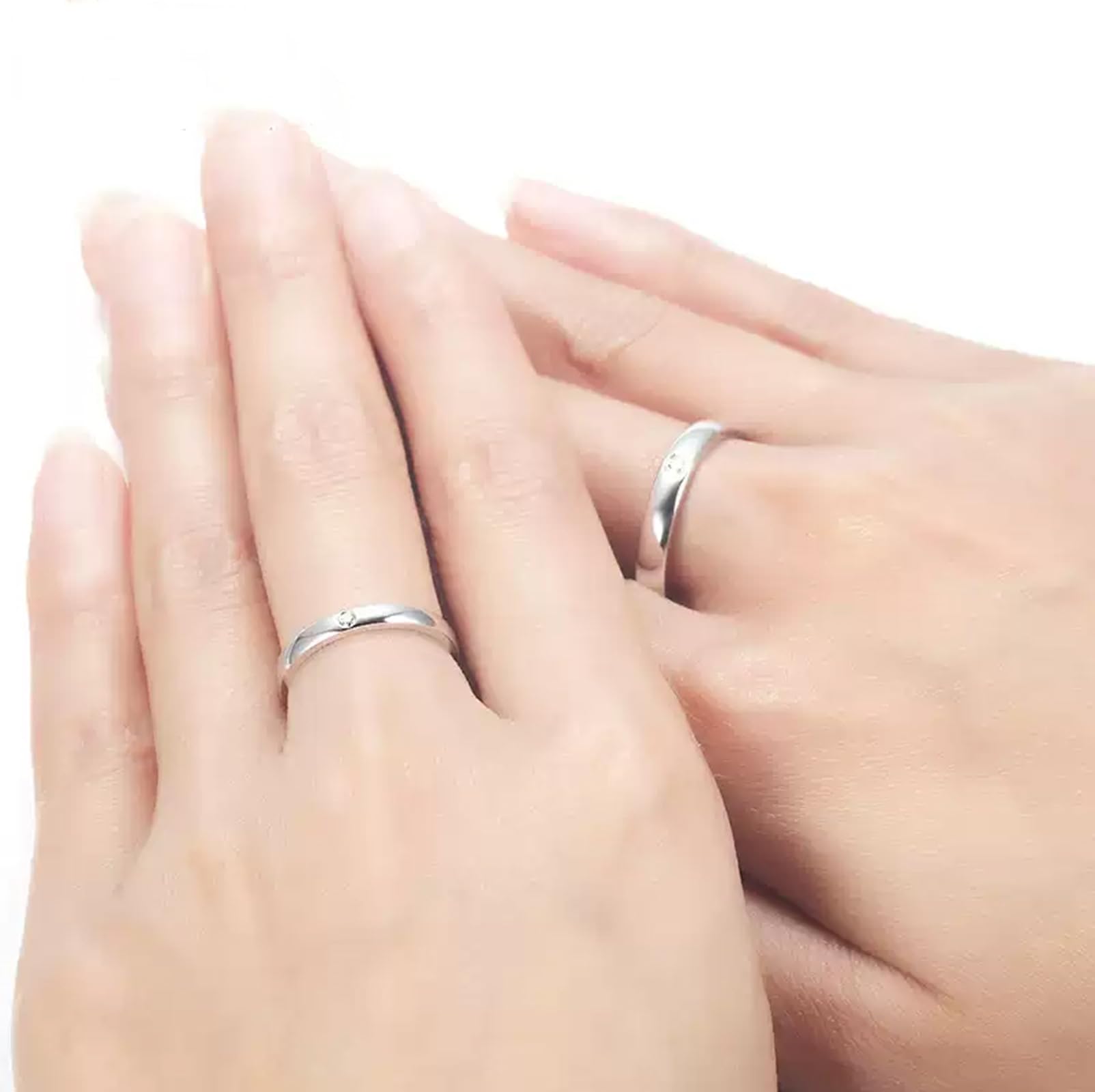 Hochzeits Ring Weißgold, Poliert Diamant Eheringe Echtgold Trauringe für Damen