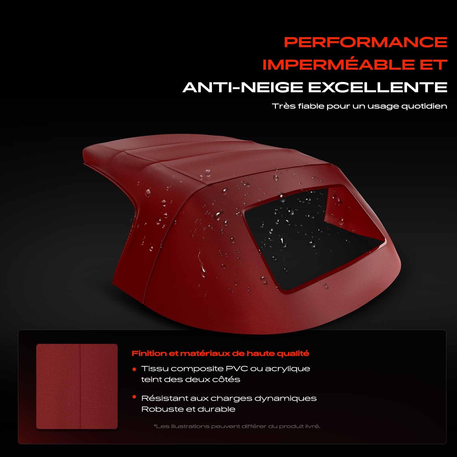 Frankberg Capote de cabriolet Softtop Rouge Compatible avec Barchetta 183 Cabriolet 1.8 16V 1.7L 1995-2005 Remplacer# 0011