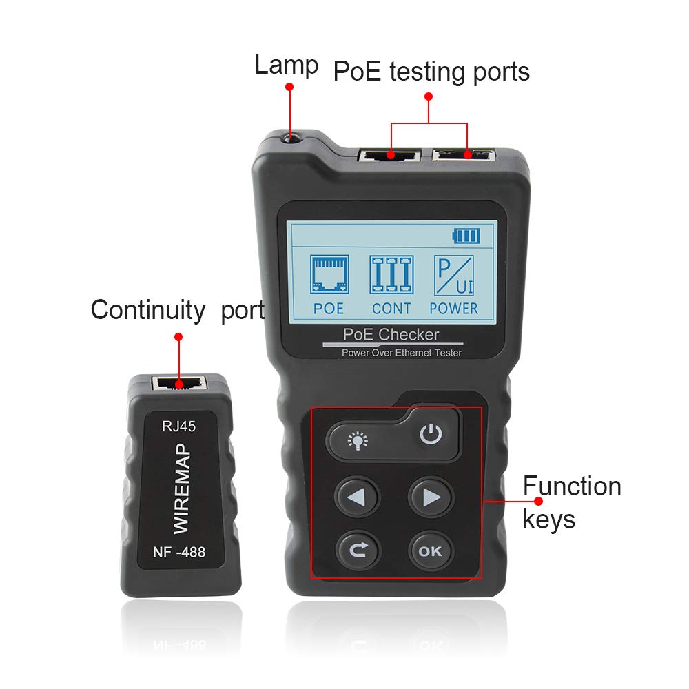 Tester kabli Hancaner Network Cable Tester RJ45 tester kabli krosowych LAN tester sieci Ethernet Network Cable Tester PoE Checker