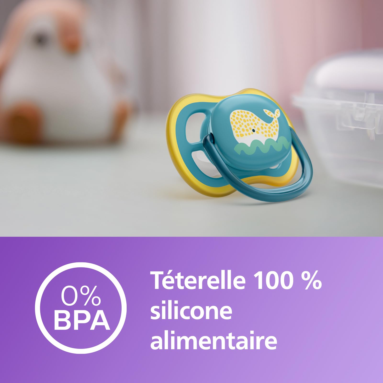 Philips Avent Ultra Air sucettes légères et aérées pour bébés 18 mois+, 0% BPA, étui stérilisateur, pack de 2