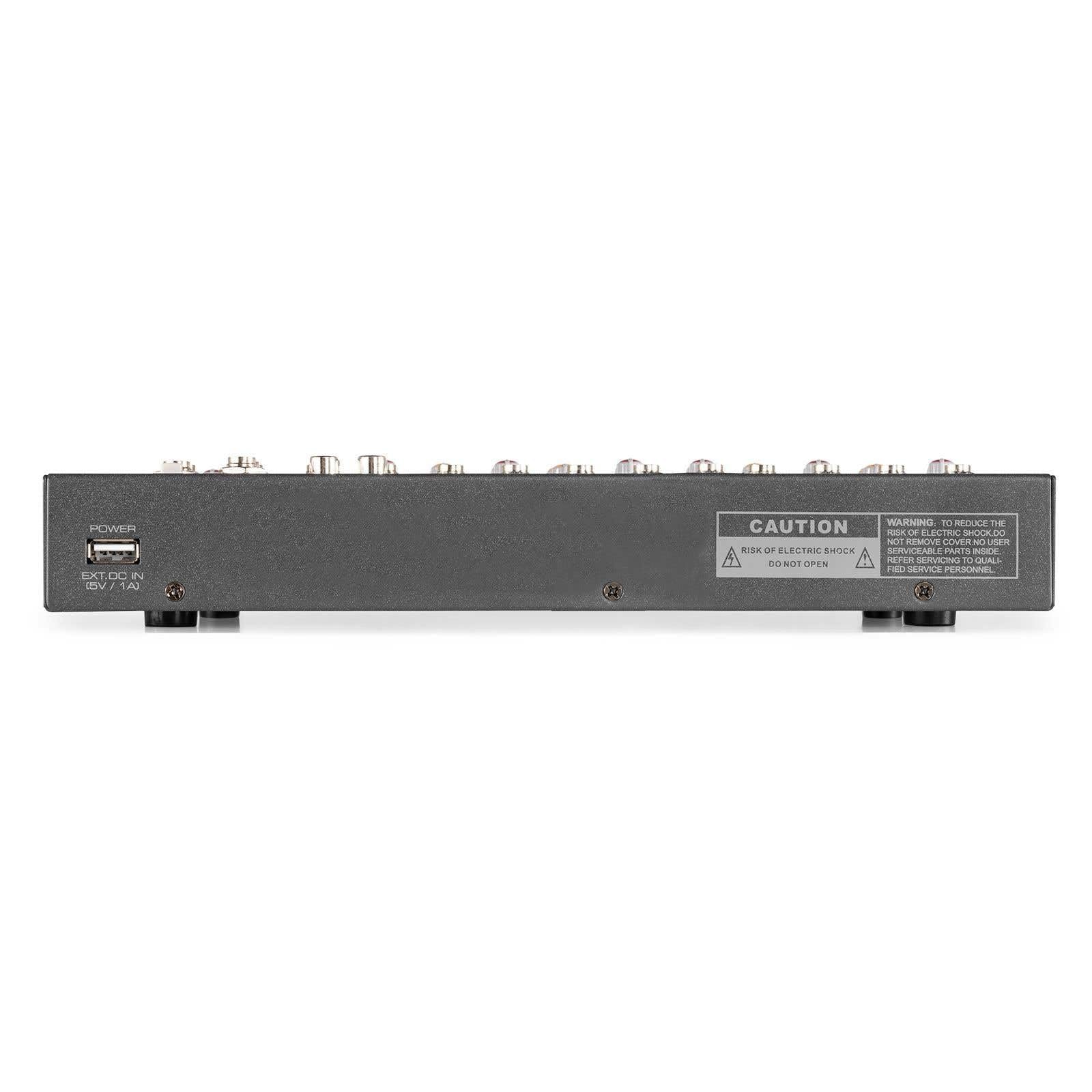 Vonyx VMM-F701 Mesa de mezclas de 7 canales con USB, 5 entrada de micrófono jack/XLR, 2 entradas jack, salida máster con Jack, Bluetooth, phantom +48v, salida de auriculares, efecto delay
