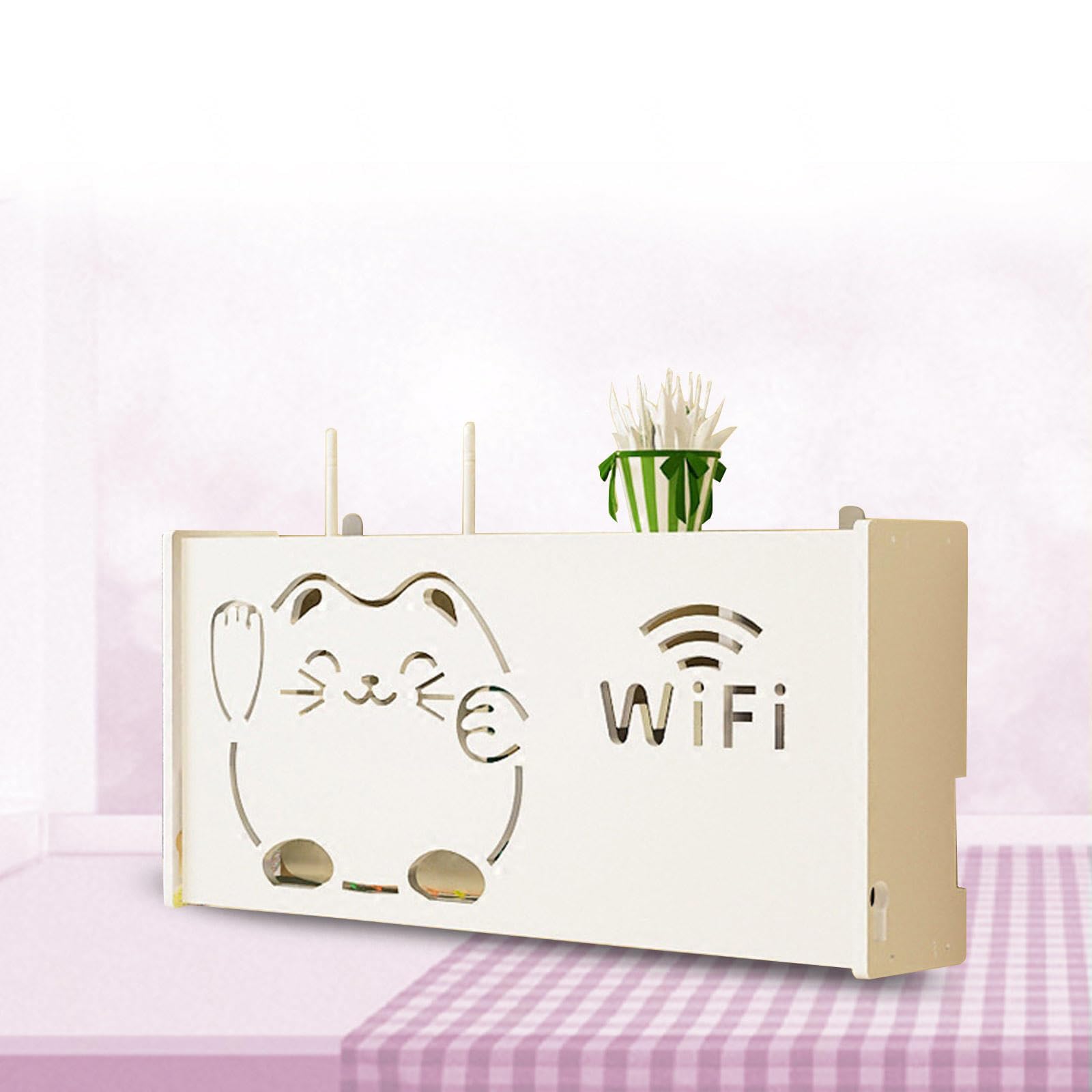 Montowana na ścianie skrzynka do przechowywania routera, oszczędzająca miejsce konstrukcja do routera WiFi, ukryty stojak do użytku domowego i biurowego, kompatybilny z różnymi rozmiarami routera