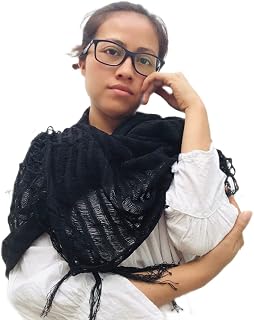 Typical Mexican Black Rebozo For Newborn Babies/70 inches (including fringes) X20 inches / 177 cm (including fringes) X 50 cm