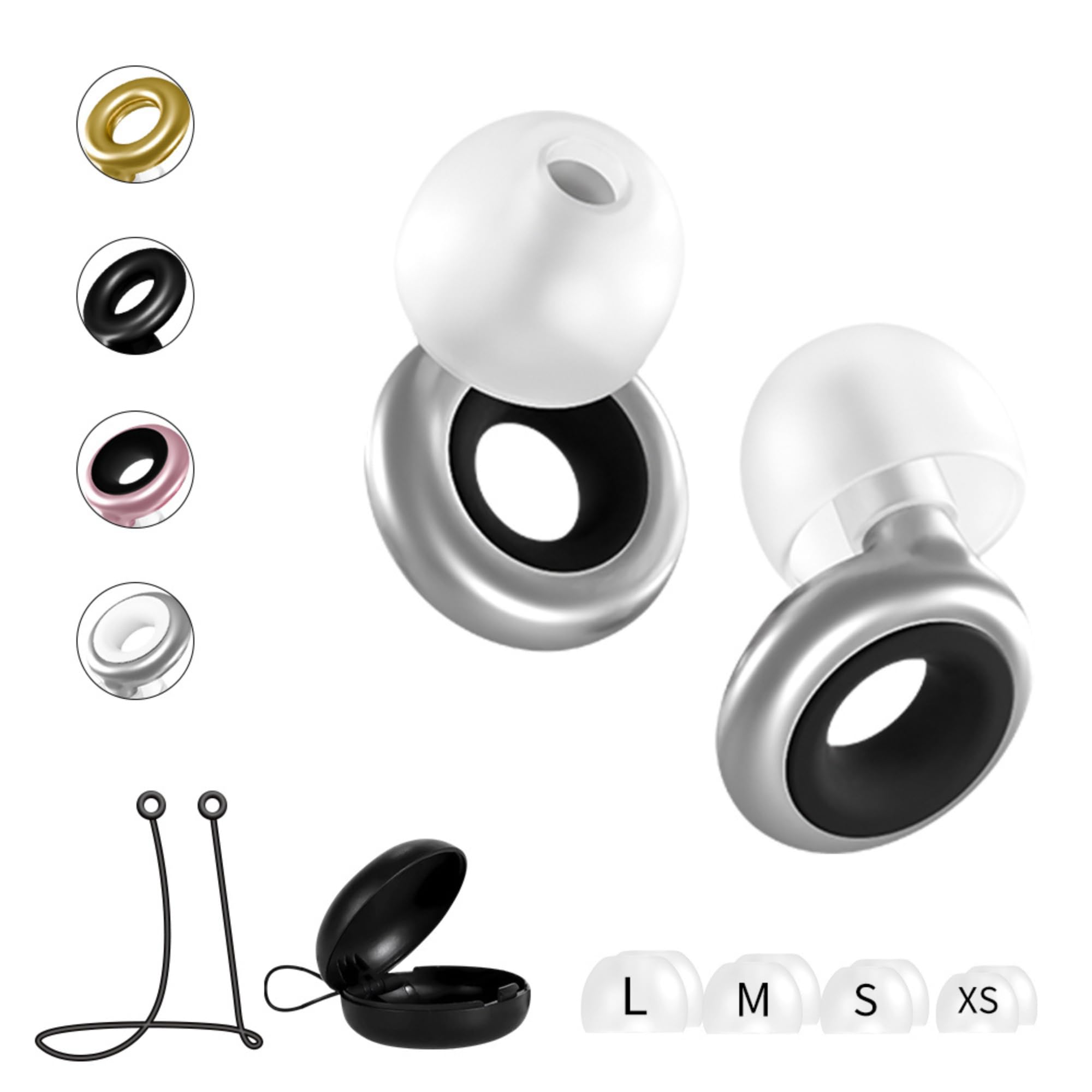 Noise Cancelling Ear Plugs for Work and Travel – Reusable Silicone Earplugs with Cord – Comfortable Hearing Protection for Airplanes and Commuting