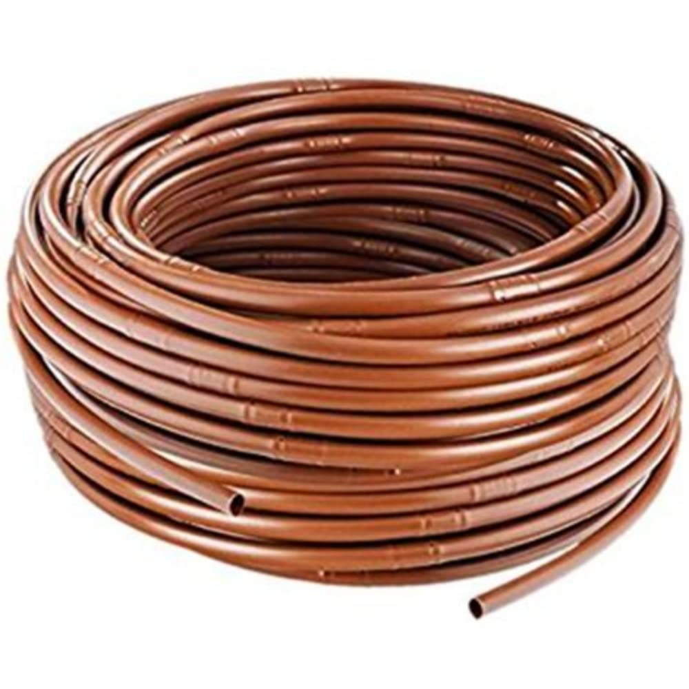 MUGAR- Manguera de riego por goteo. Tubo de goteo de polietileno de 50 metros y 16 milímetros con goteros cada 35 centímetros color marrón, para agricultura y jardines particulares.