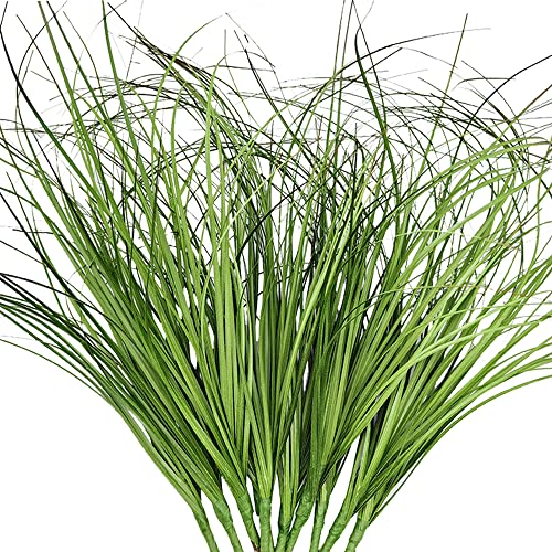 Aisamco 10 Piezas de plástico Artificial Trigo Hierba Planta Artificial jardín Interior Falso plástico arbusto Verde Oficina Ventana Caja Porche Pieza Central decoración de Boda