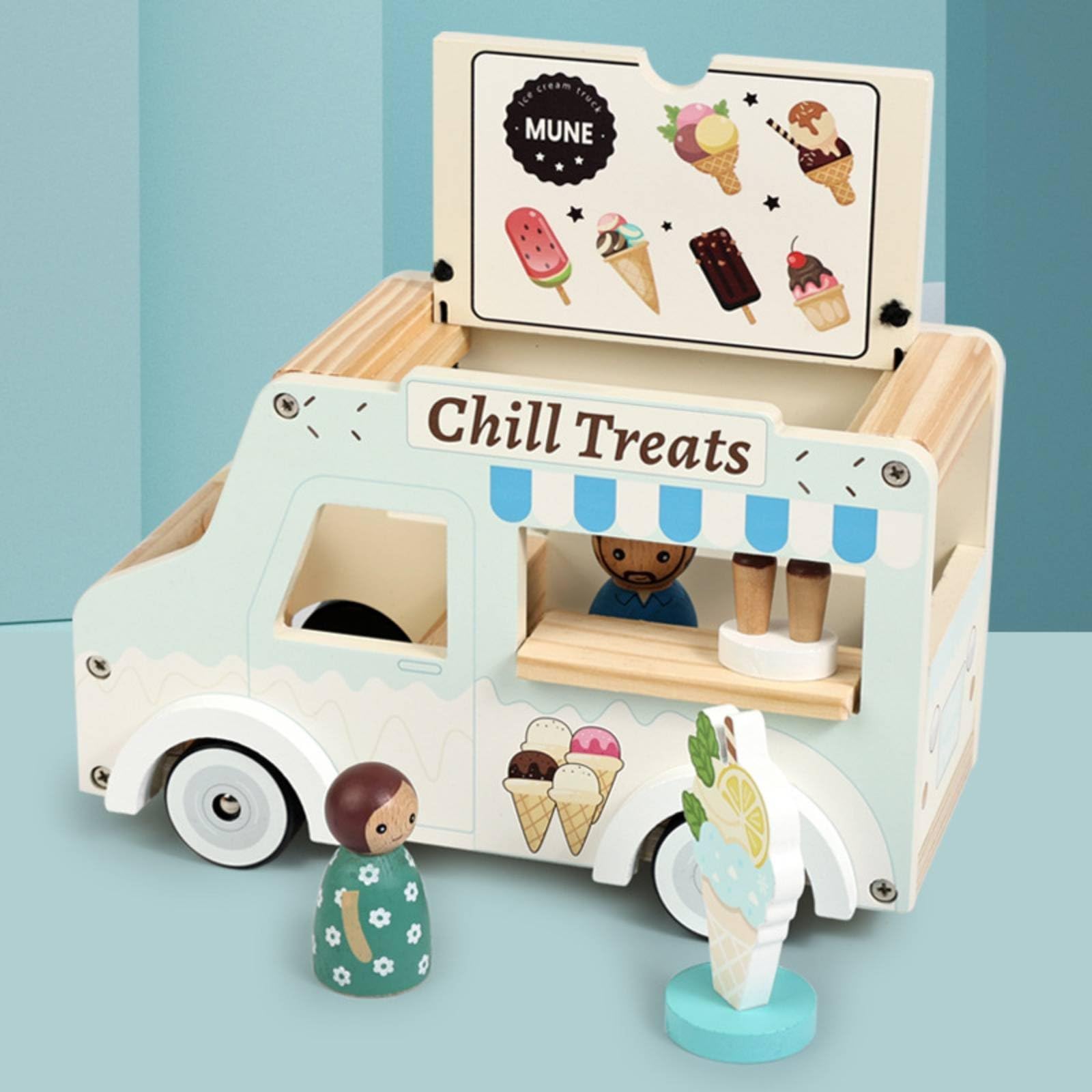 Children Learning Carrello Gelati Giocattolo Girello Carretto Carrellino Design a Carretto con Sportelli E Display Supporta Equilibrio E Imitazione Adatto per Gioco in Casa Cameretta Scuola