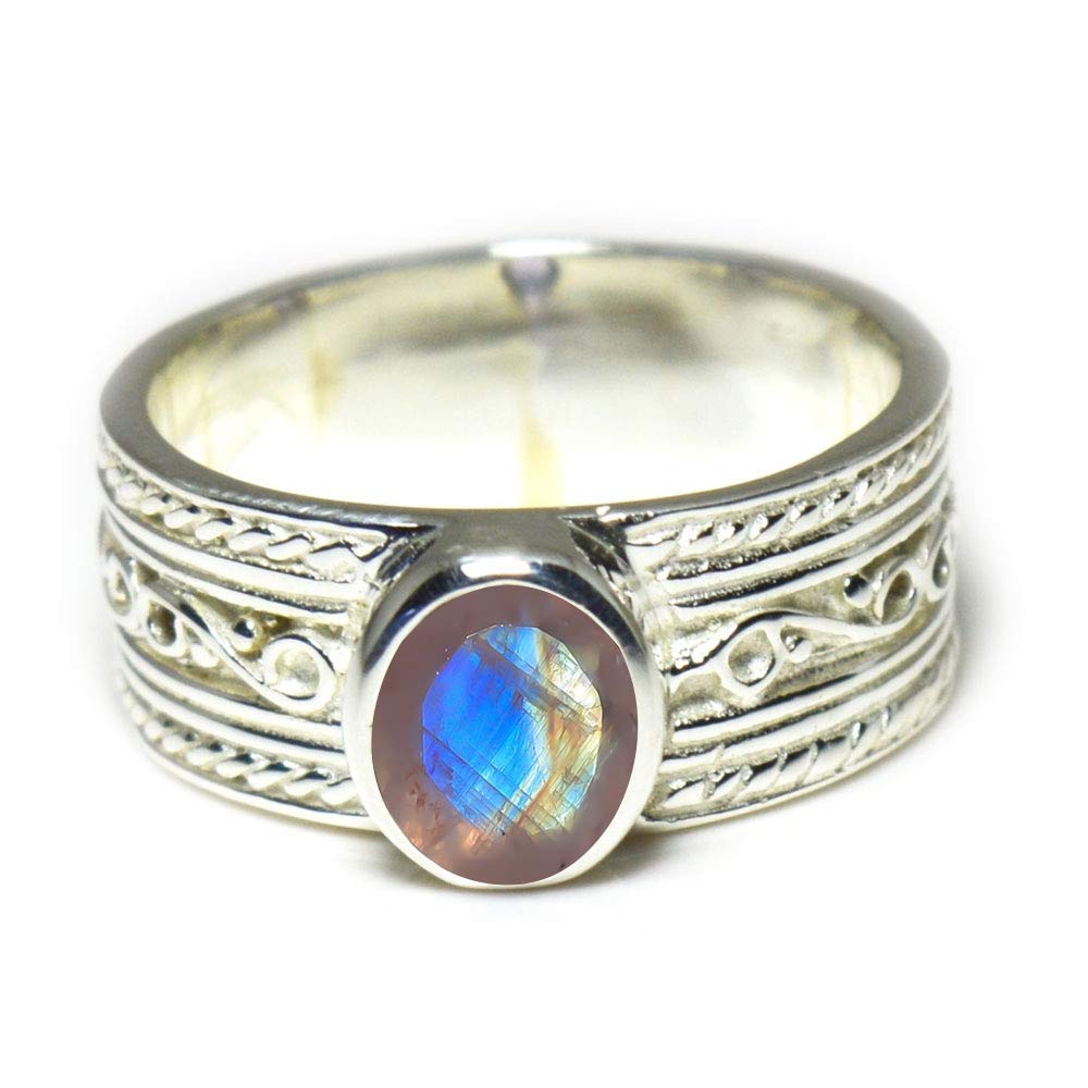 Wählen Sie Ihre Farbe echter Edelstein Sterlingsilber Ring Vintage handgefertigter Schmuck Größen H bis Z