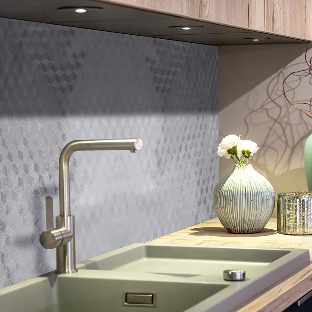 Kuber PET Wallpaper for Walls and Furniture of The Living, Bedroom, and Kitchen I Self-Adhesive, Oilproof, and Waterproof I DIY Marble/Silver Designer Wall Sticker |Pack of 1 Roll, 60cmx300cm