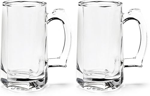 TUSAPAM Juego de tazas de cerveza pesadas, tazas de vidrio de 12.5 onzas con asa, vasos de cerveza para congelador, vasos de cerveza de 12.5fl oz, TUSAPAM Juego de tazas de cerveza pesadas, tazas de vidrio de 12.5 onzas con asa, vasos de cerveza para congelador, vasos de cerveza de 12.5fl oz,