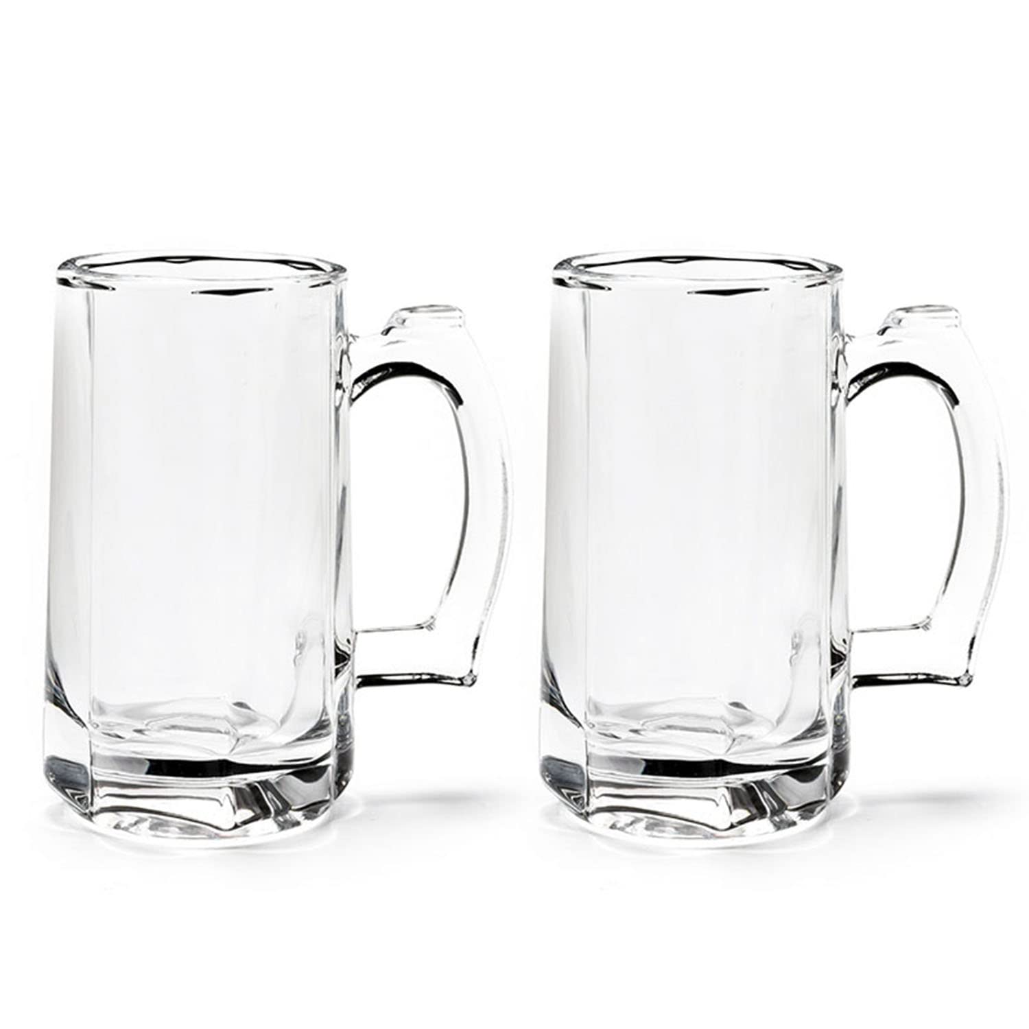 Schweres Bierbecher-Set, 370 ml Glasbecher mit Griff, Biergläser für Gefrierschrank, 370 ml Biertrinkgläser, traditioneller Stein für Bar, Alkohol, Getränke, Kaffee, Tee, 2er-Set