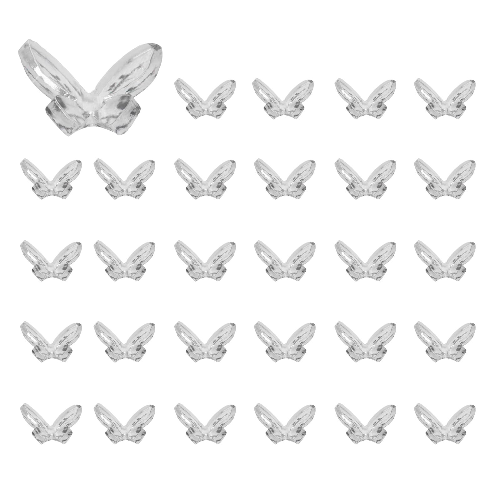 CoCud Mini Resin Butterflies, 8mm Length, Resin Miniature Dollhouse Accessories White with Black Spot