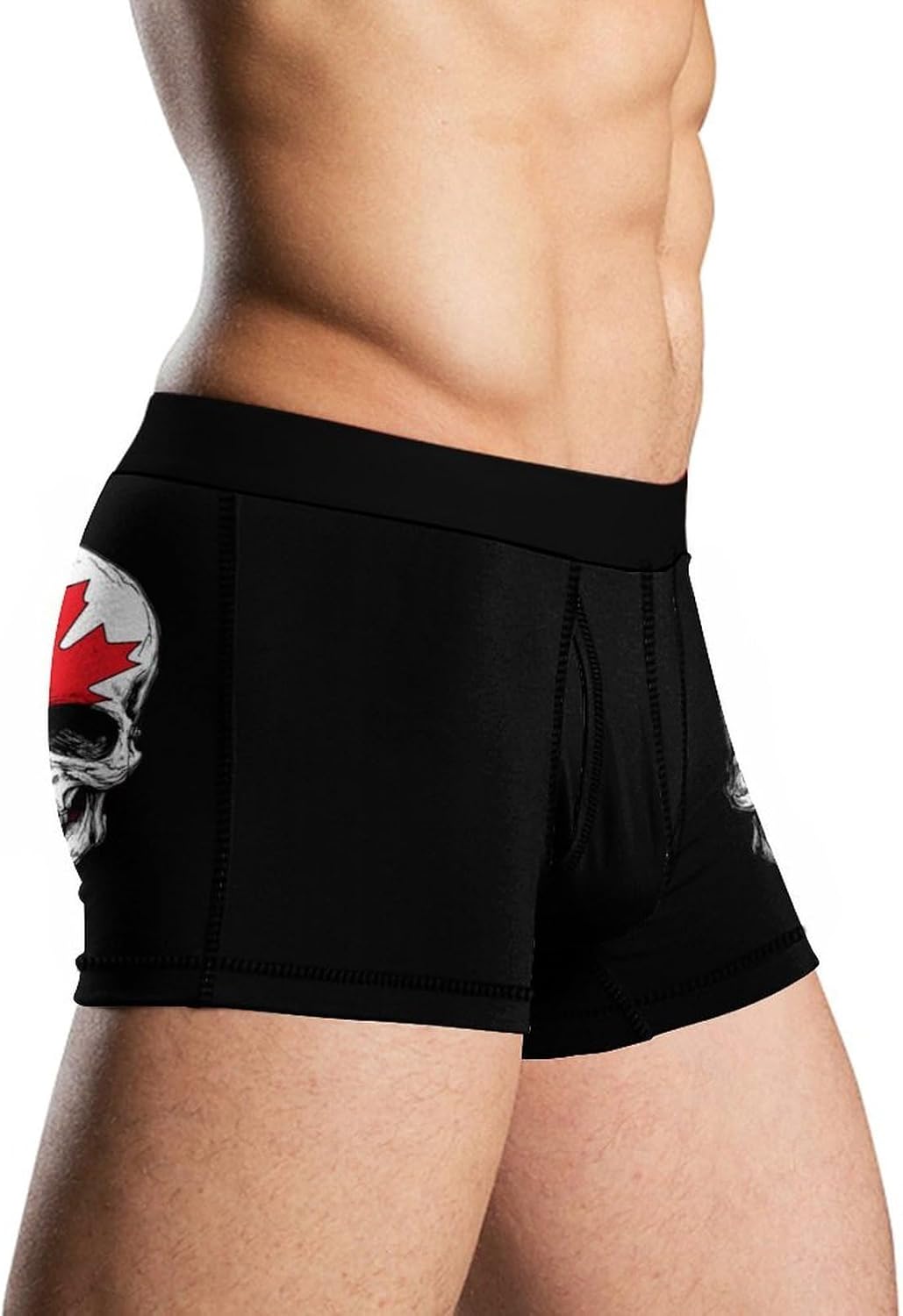 Skull Canada Flag Mens Underwear Moisture-Wicking Boxer Briefs Breathable Shorts Underpants Trunks