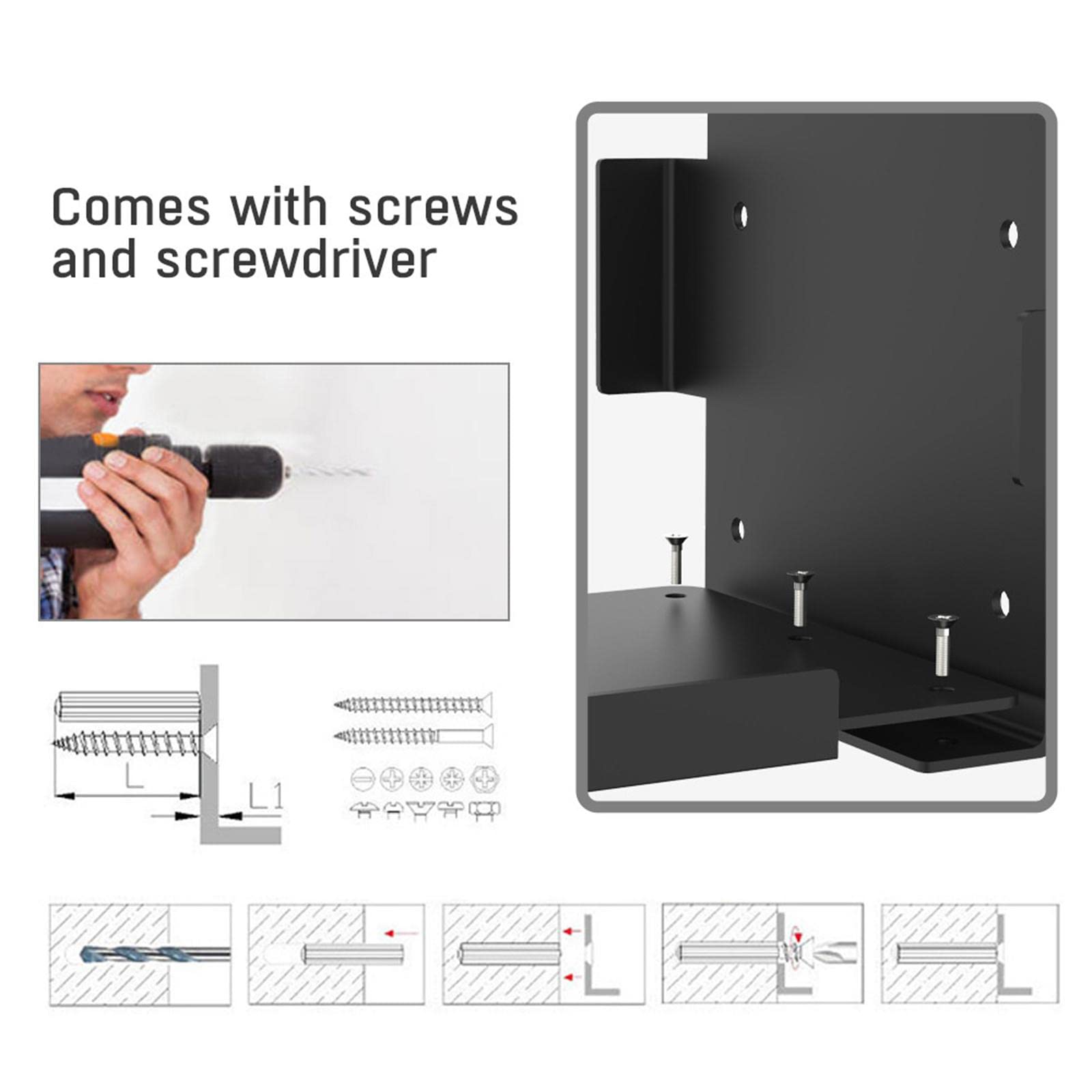 Soporte de Pared para Consola Estante Vertical Repisa Colgante Detrás del Televisor Base Antideslizante Material Plástico Adecuado para