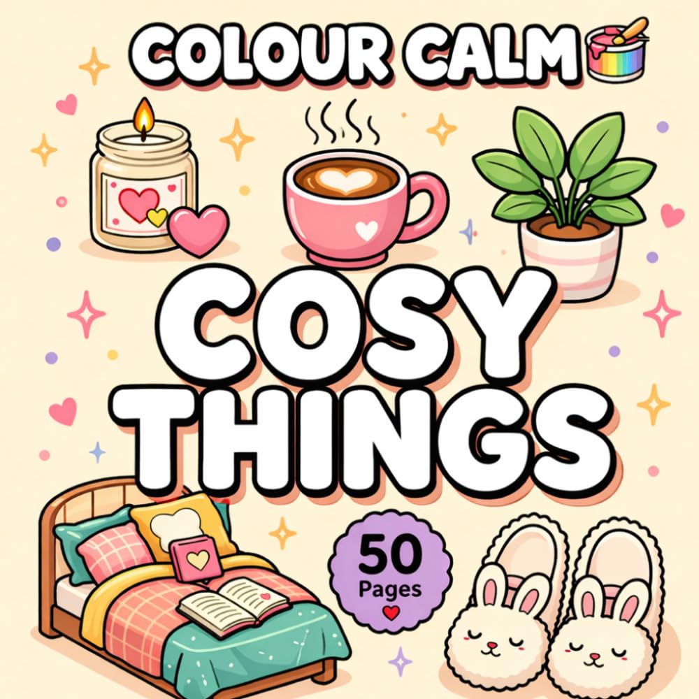 Cosy Things: Bold & Easy Colouring Book for Adults: Cute, Relaxing and Simple Comfort Designs