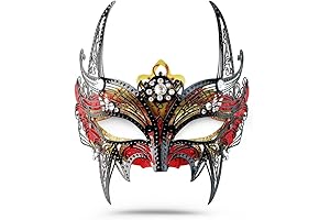 Red and Gold Venetian Masquerade Mask for Women