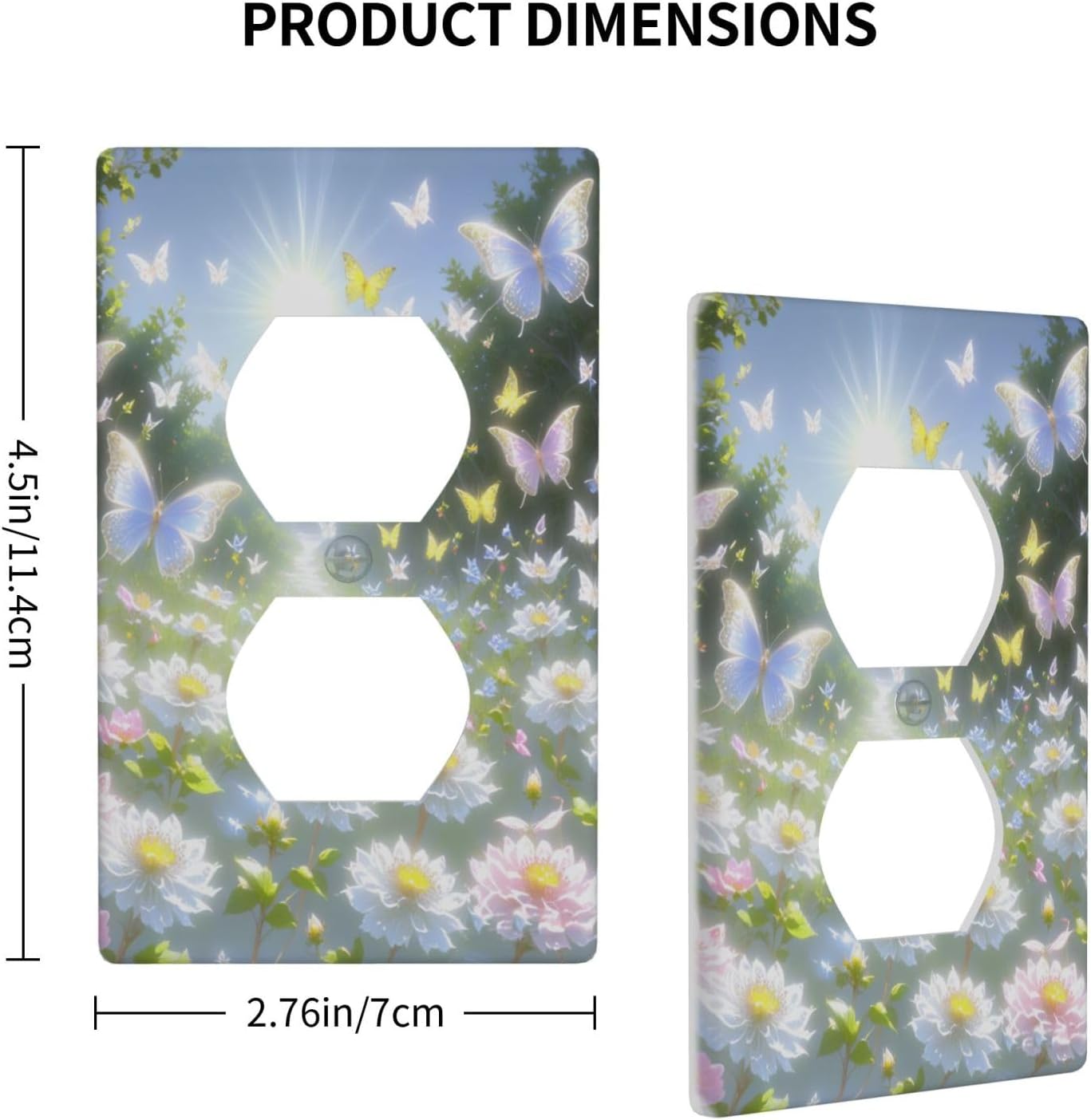 Flower Butterfly Single Duplex Receptacle Outlet Cover Wall Plate Decorative 1 Gang Light Switch Covers Electrical Switchplate Home Decorate Faceplat for Bathroom Bedroom Kitchen Room 4.5 x 2.76 Inch